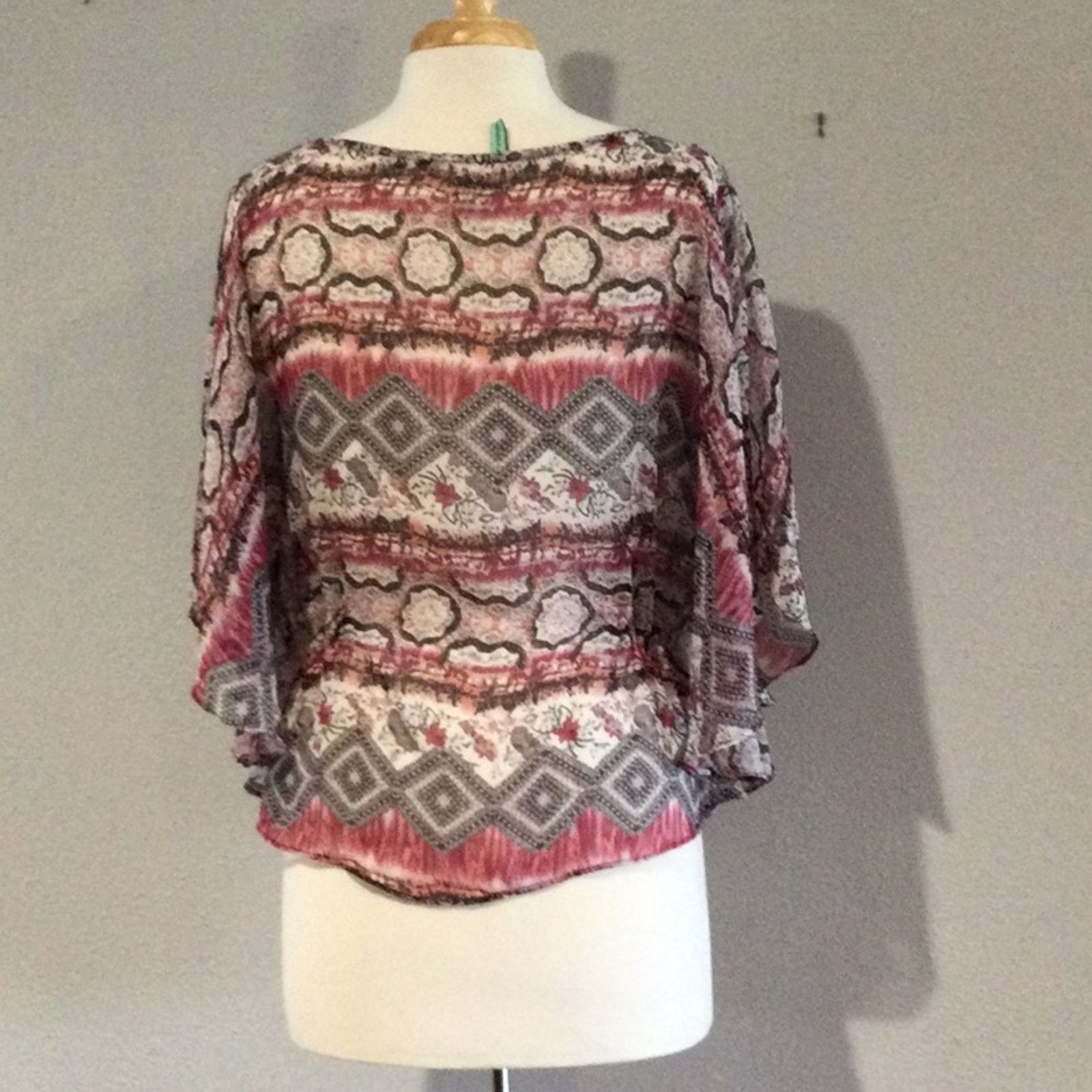 Other Love Potion Multicolor Sheer Flutter Sleeve Top Size M Size M / US 6-8 / IT 42-44 - 9 Thumbnail