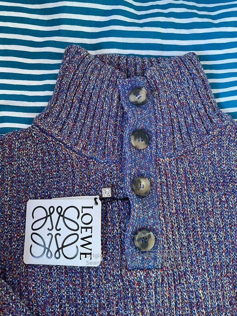 Loewe Loewe Men's Half High Neck Mixed Fabric Sleeve Label Sweat Size US S / EU 44-46 / 1 - 3 Thumbnail