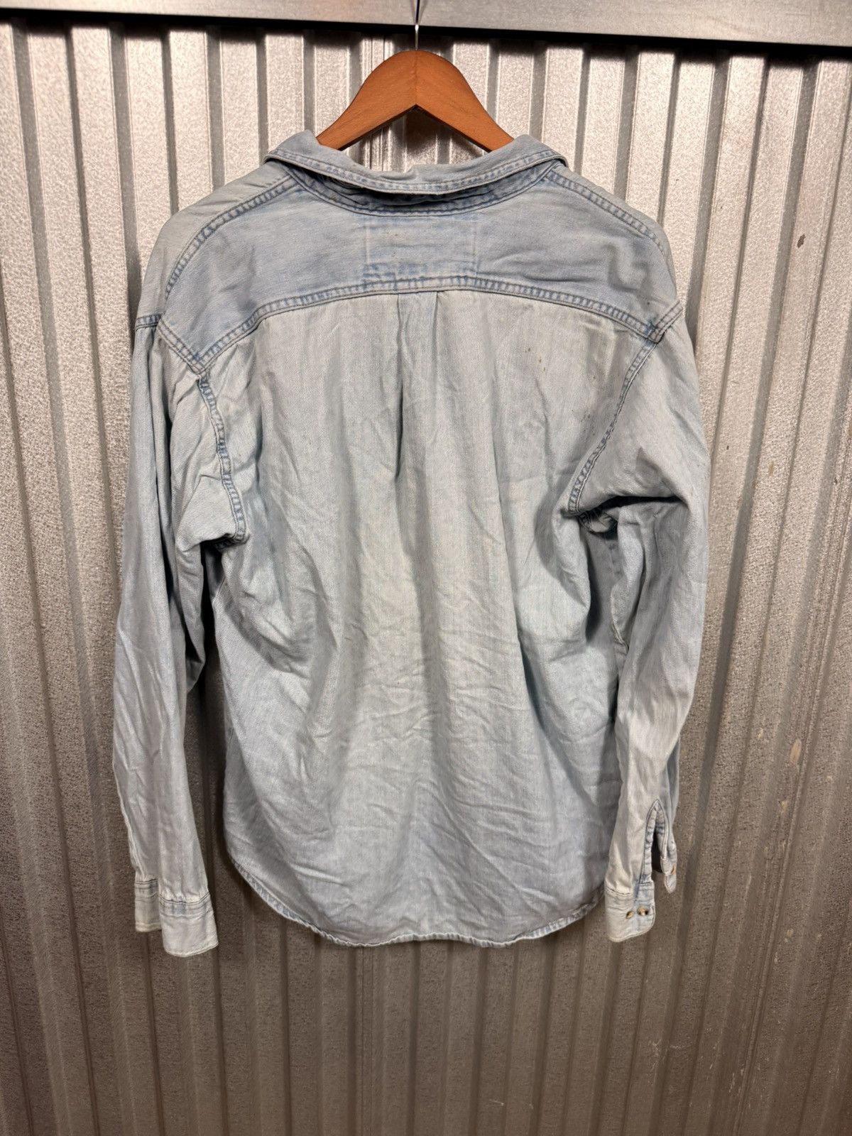 Wrangler Vintage Distressed Denim Western Wrangler Button Up Shirt Size US L / EU 52-54 / 3 - 10 Thumbnail