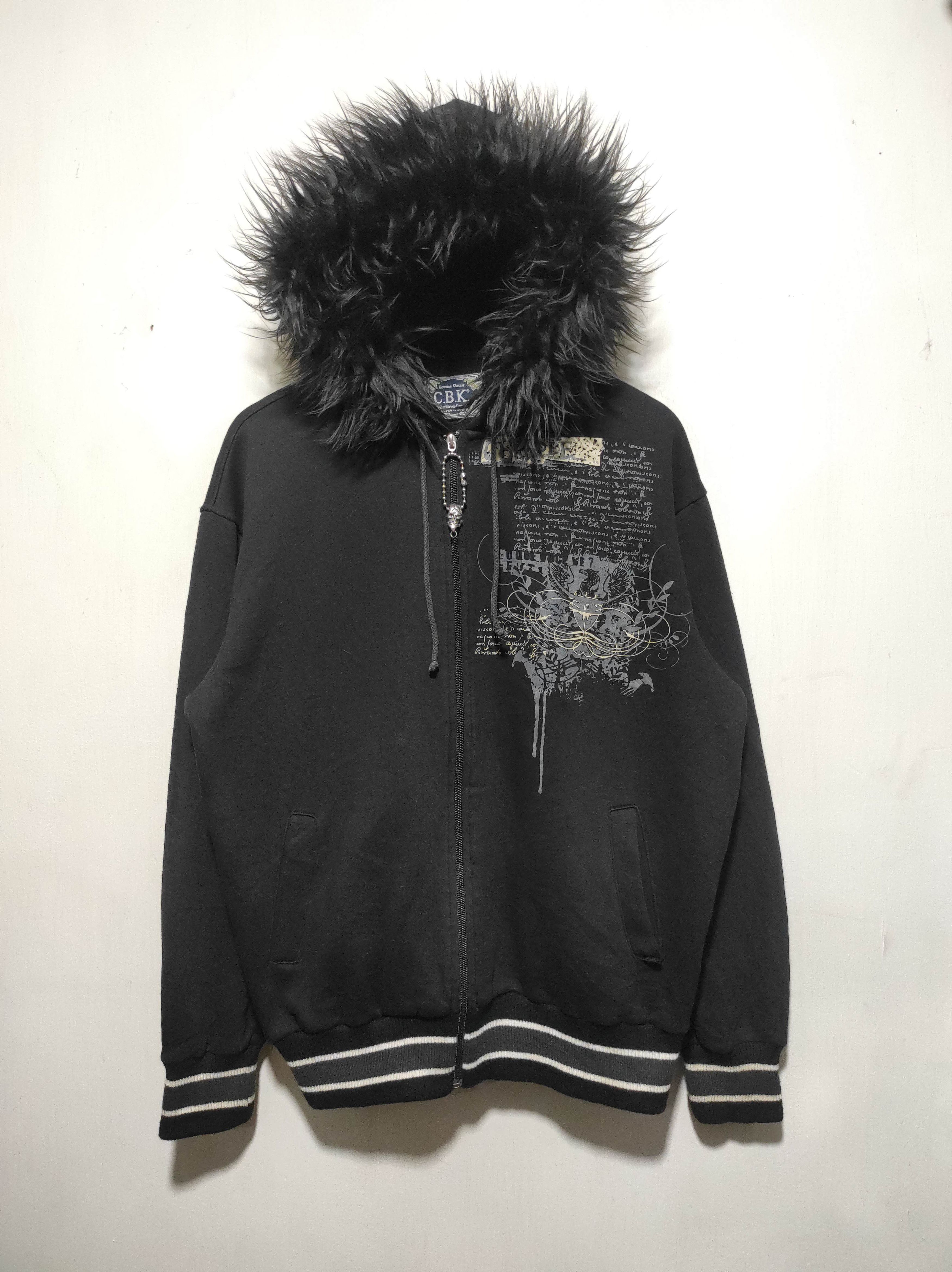 Fitch Fur Zip Up Hoodie 2000s GOTHIC MID LIFE JAPAN FAUX FUR ZIP