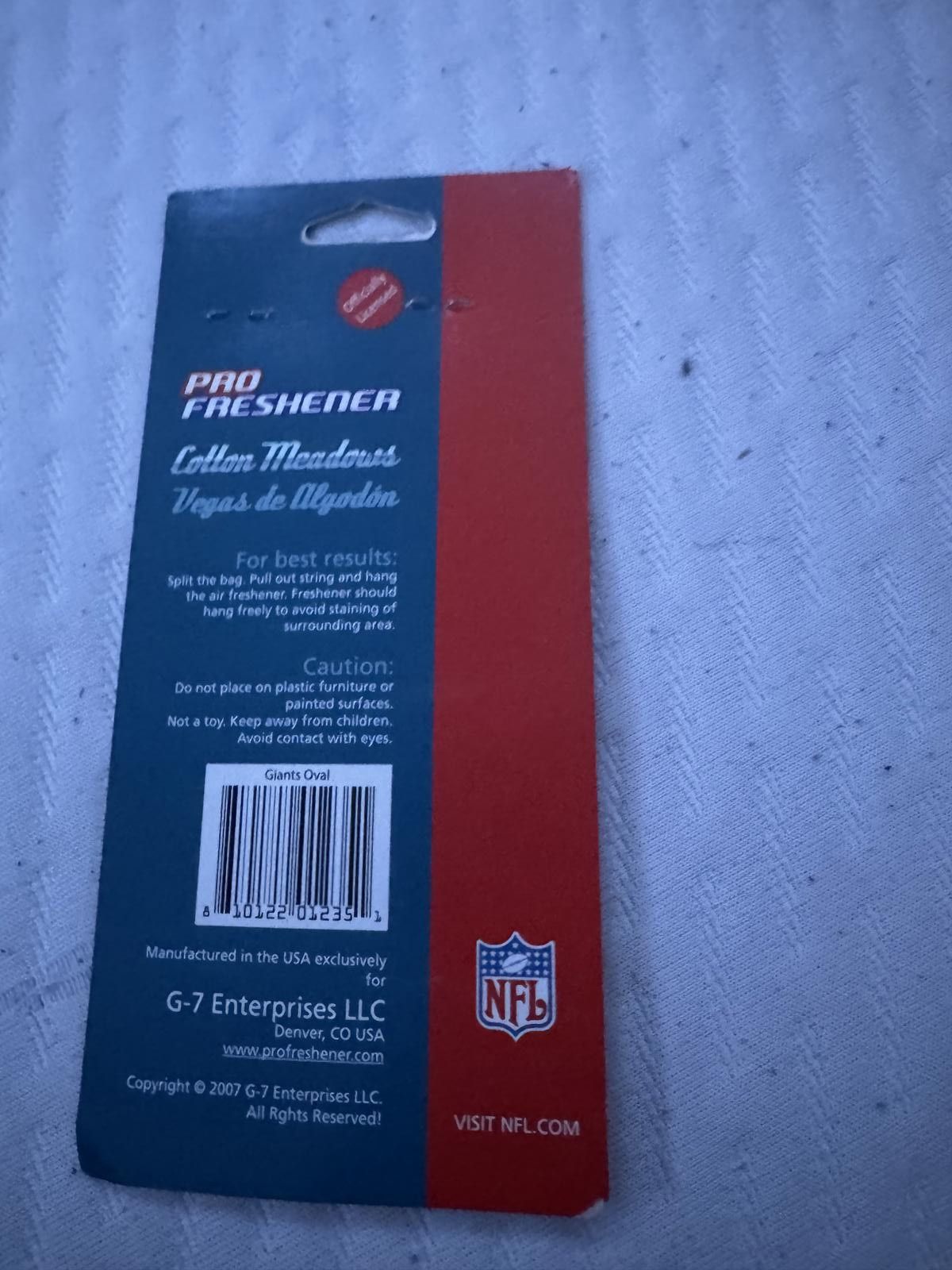 Other NFL New York Giants Oval Cotton Meadows Air Freshener Size ONE SIZE - 2 Thumbnail
