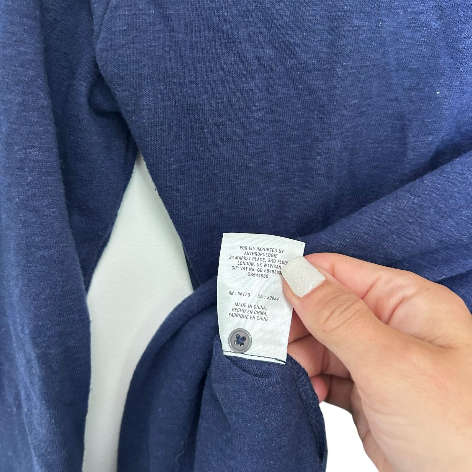 Anthropologie Anthropologie Akemi + Kin Blue Butterfly Linen Blend Top XS Size XS / US 0-2 / IT 36-38 - 4 Thumbnail