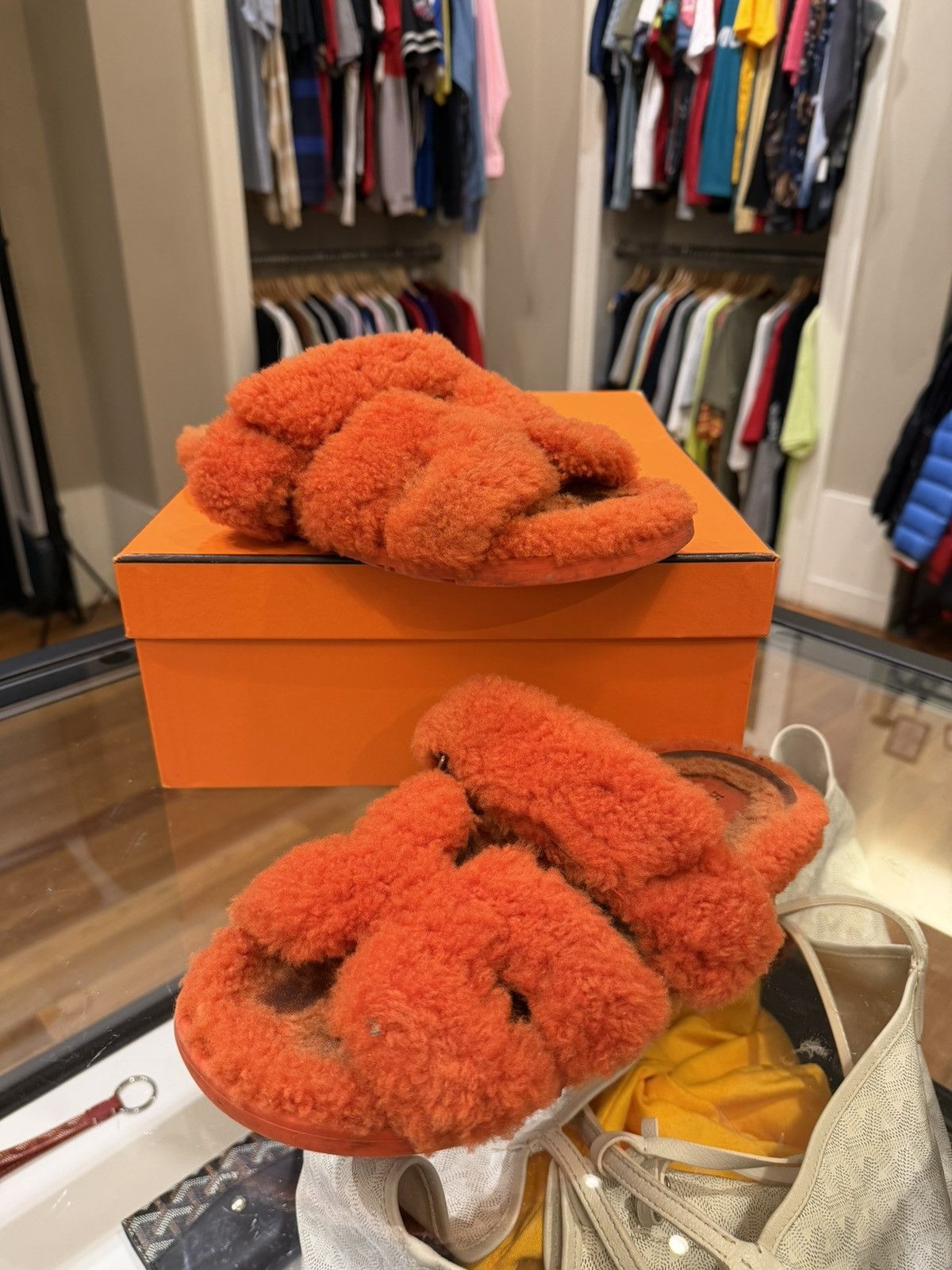 Hermes Hermes Chypre Wool Sandals - Orange Size US 9 / IT 39 - 1 Thumbnail