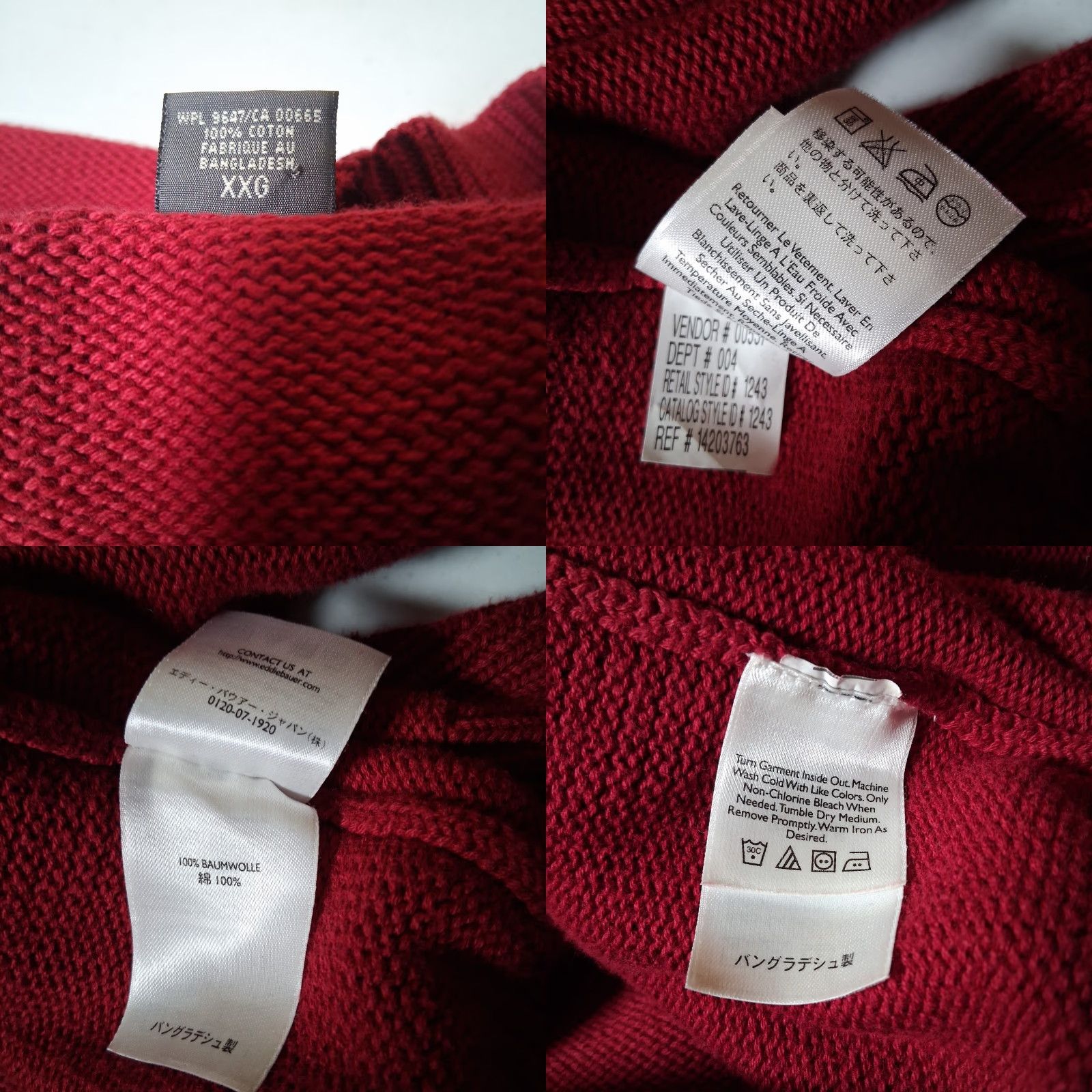 Eddie Bauer VINTAGE Eddie Bauer Sweater Men XXL V-Neck Red Knit Classic Preppy Cotton Pullover Long Sleeve Office Wear Business Casual/Mens Size US XXL / EU 58 / 5 - 8 Thumbnail