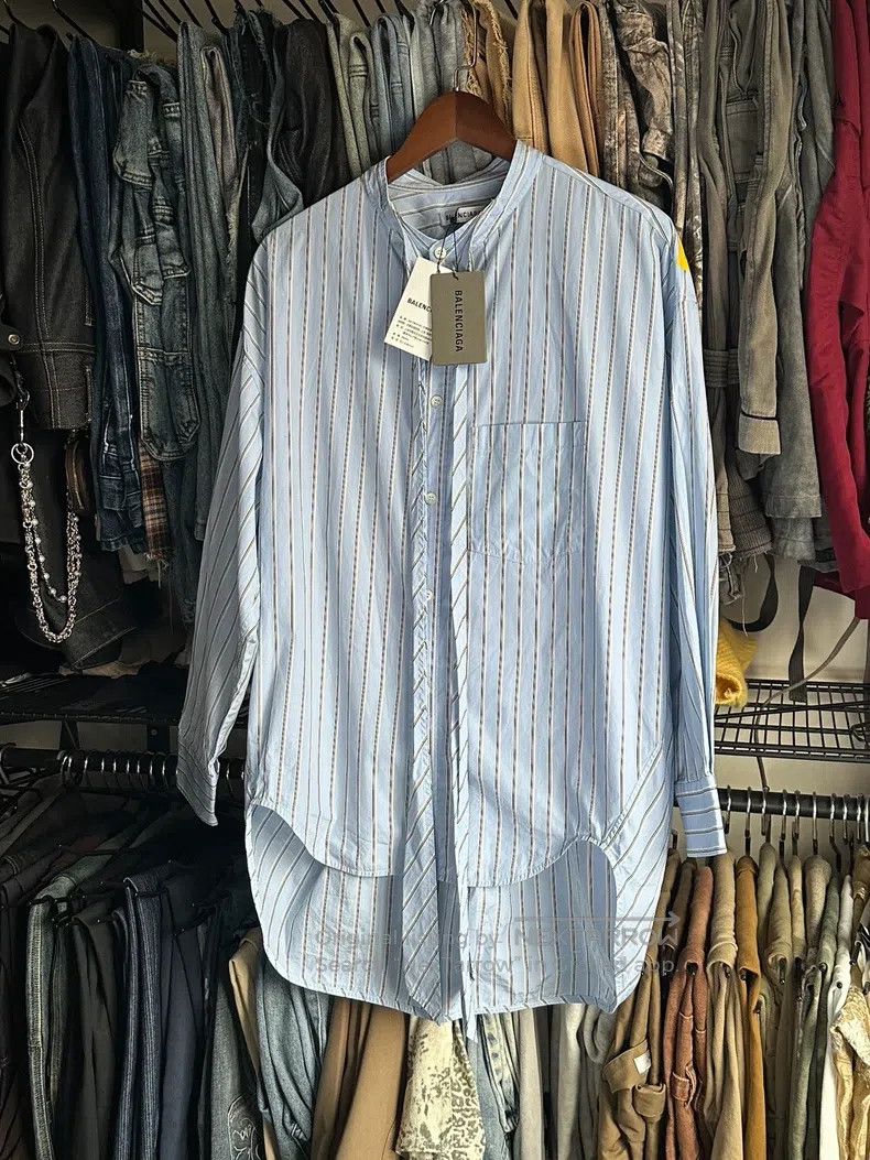 Balenciaga Balenciaga Blue Striped Shirt Size XXS / US 00 / IT 34 - 2 Thumbnail