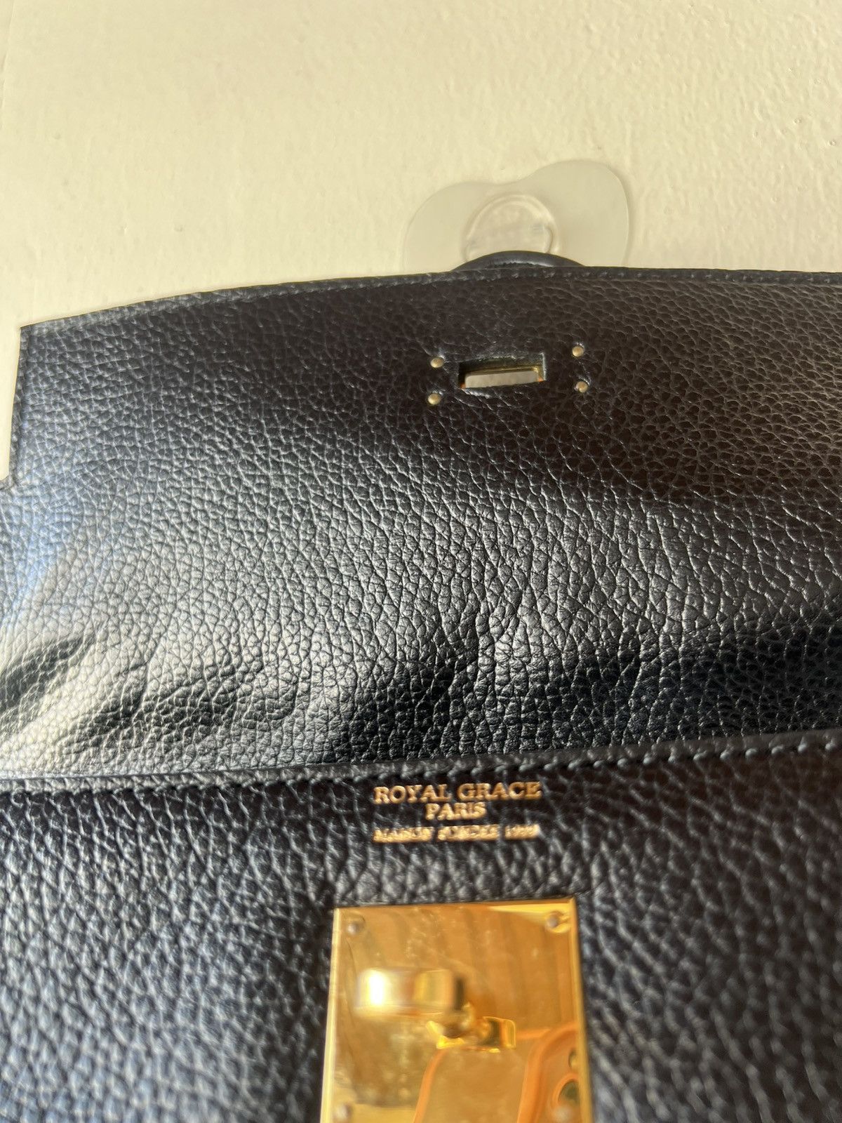 Leather Royal Grace Paris Black Leather Kelly Bag Size ONE SIZE - 22 Thumbnail