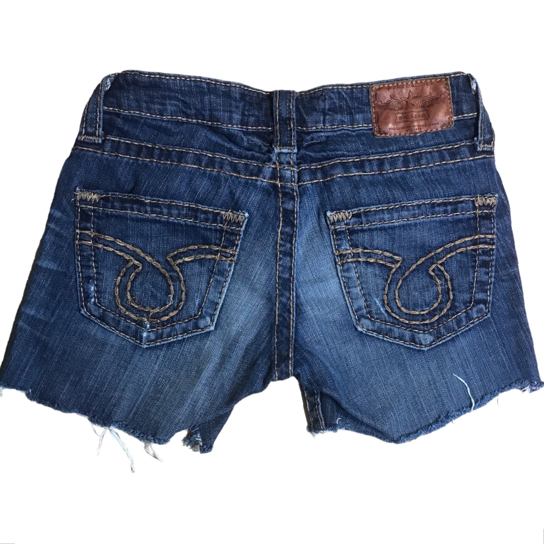 Denime BIG STAR Liv Denim Blue Thick Stitch Cut Off Shorts Womens Tag 25 Size 42" / US 20 - 2 Thumbnail