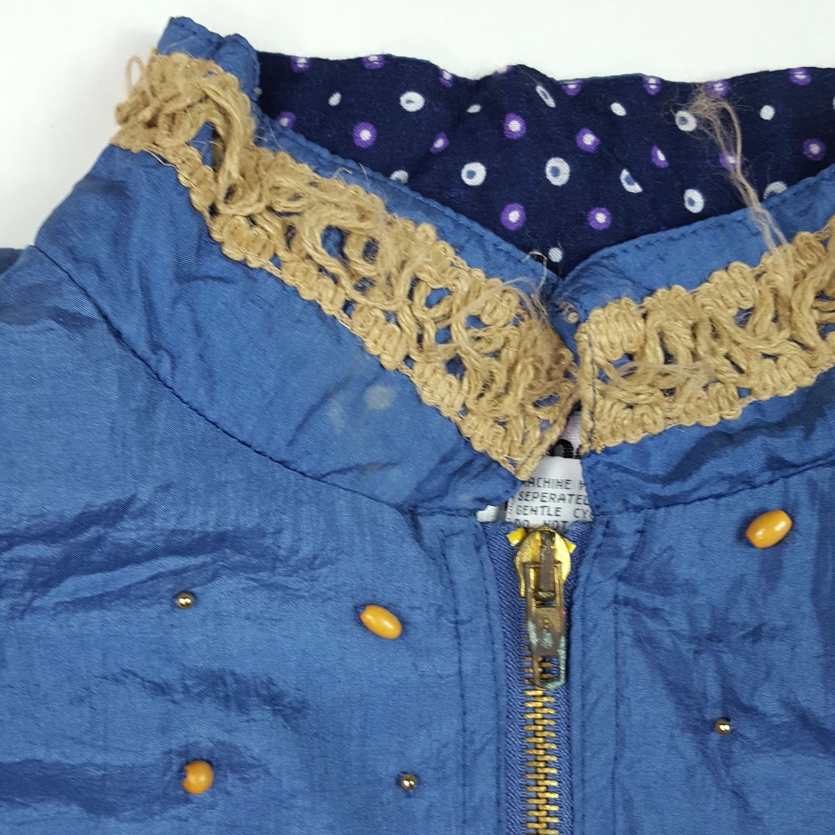 Vintage VINTAGE Beaded Purple Blue Aztec Women's Size M Zip Up Retro Windbreaker Jacket Size M / US 6-8 / IT 42-44 - 3 Thumbnail