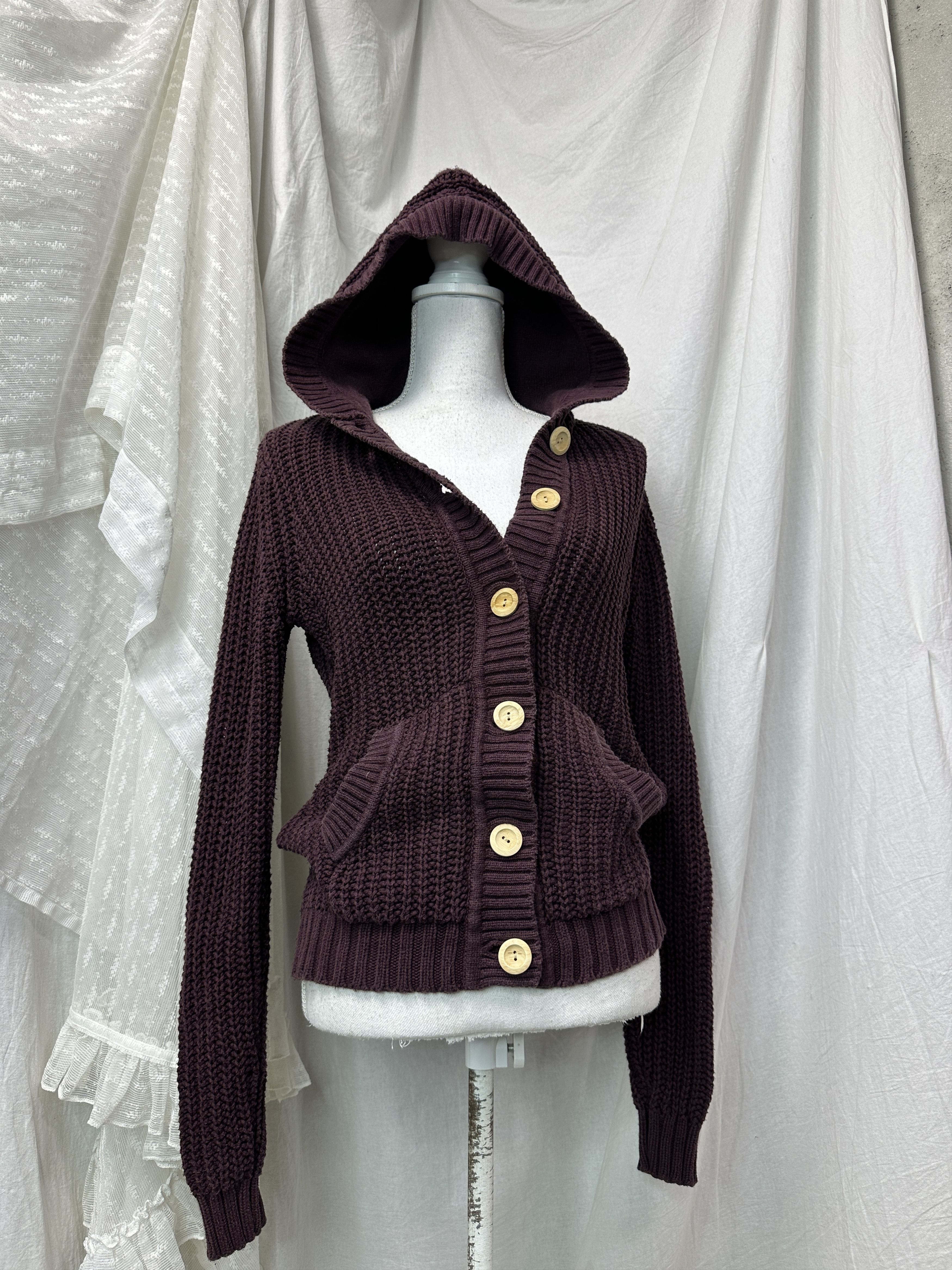 Vintage Vintage Buttoned Hoody Sweater Y2K Size S / US 4 / IT 40 - 1 Thumbnail