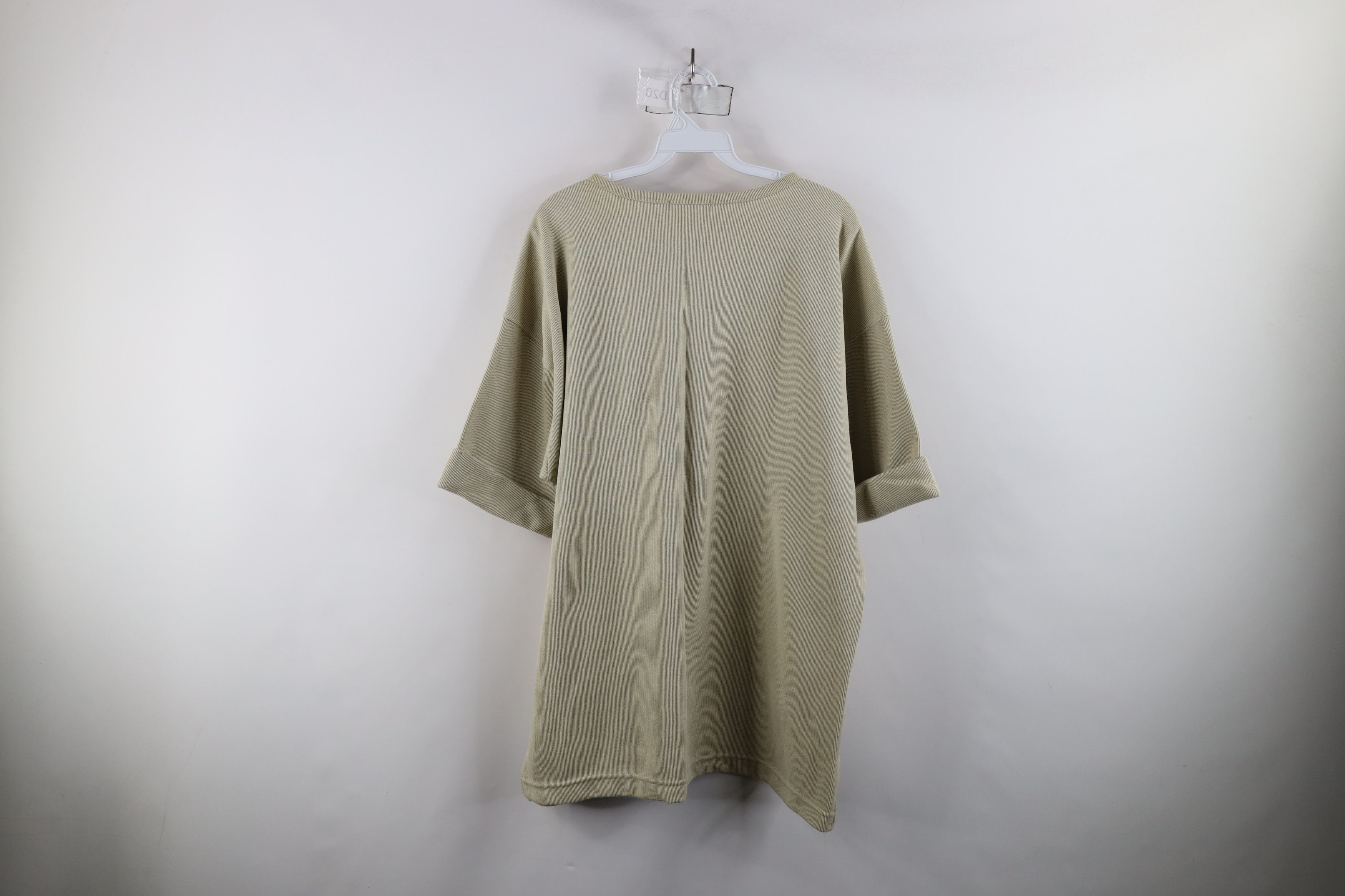 Express × Vintage Vintage 90s Express Thermal Ribbed Knit V-Neck T-Shirt Beige Size L / US 10 / IT 46 - 11 Thumbnail