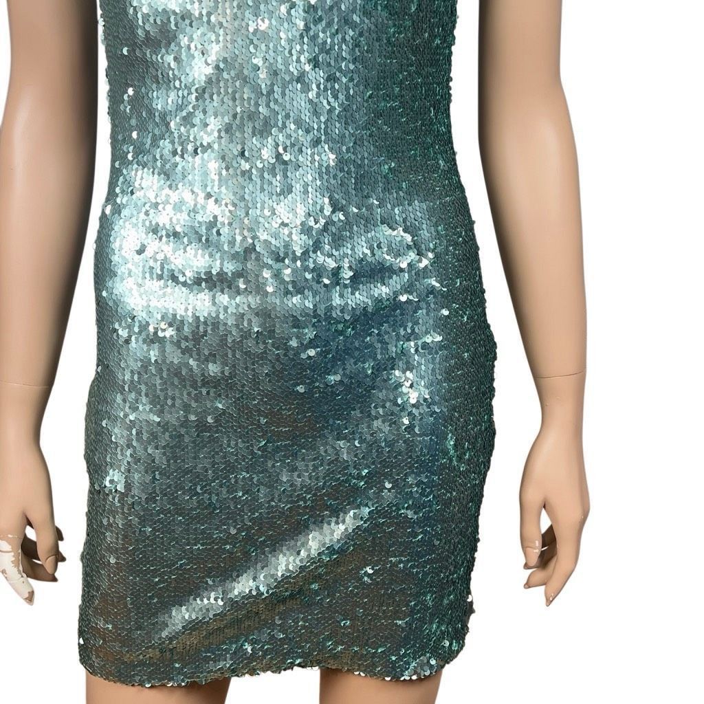 Zara Zara Basic Collection Green Sequin Mini Dress XS Size XS / US 0-2 / IT 36-38 - 3 Thumbnail