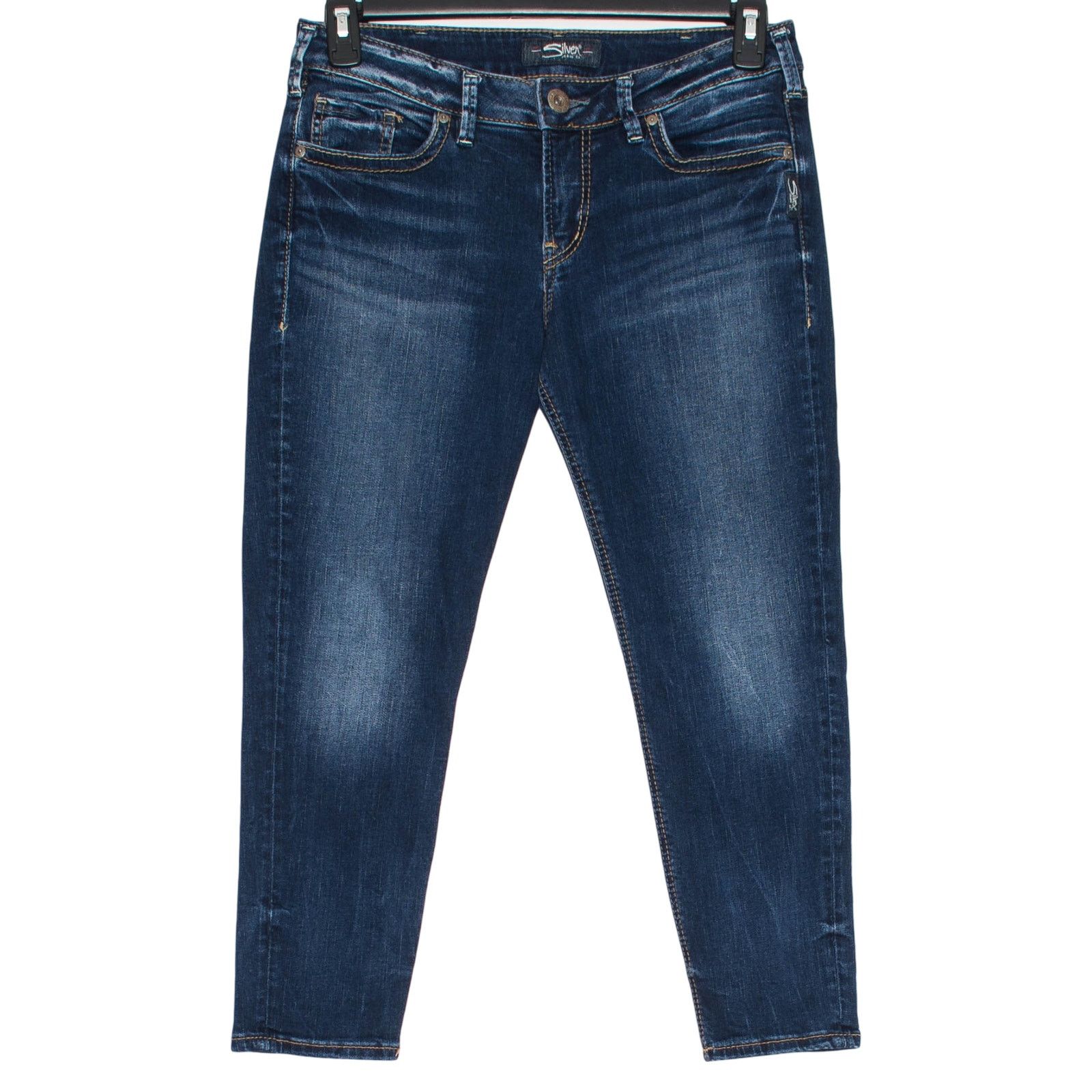 Silver Jeans Co. Silver Jeans Suki Skinny Crop Dark Wash Blue 30 Y2K Western Size 30" / US 8 / IT 44 - 1 Thumbnail