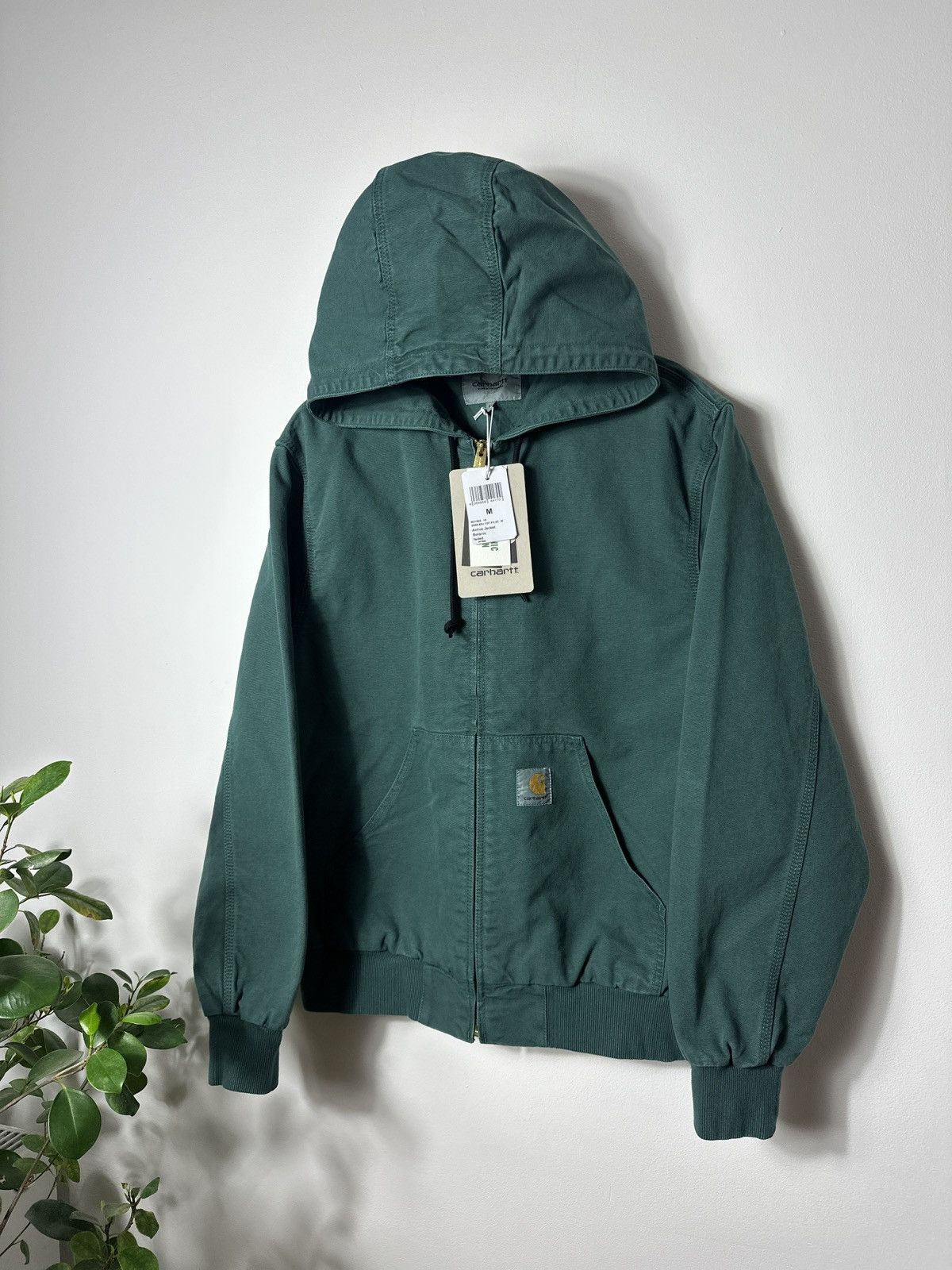 Men's Carhartt Black Canvas Hooded Jacket Sz L 100733