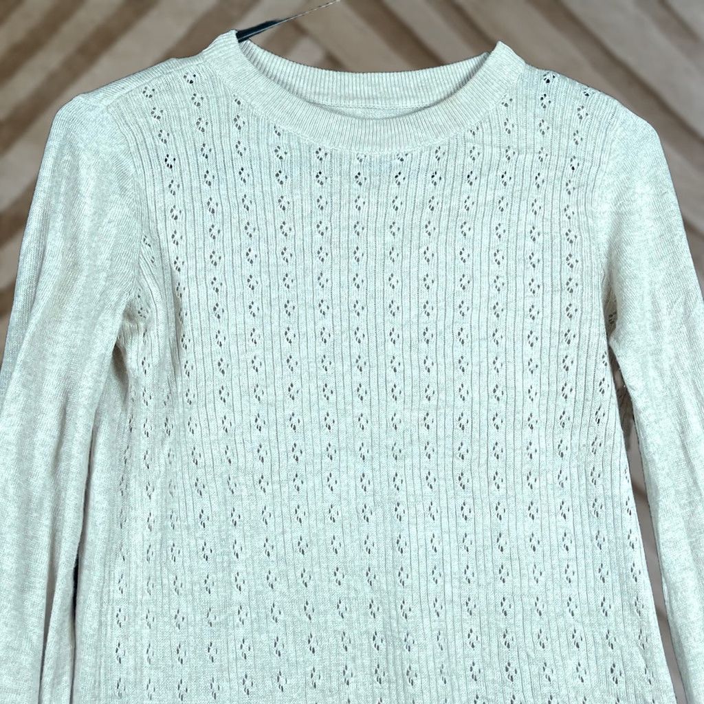Vintage Lauren Conrad Womens Sweater Tan Knit Ruffle Peplum Peasant Flared Sleeve XS Pullover Knit Solid Crew Neck Long Sleeve Morb? Size XS / US 0-2 / IT 36-38 - 1 Thumbnail