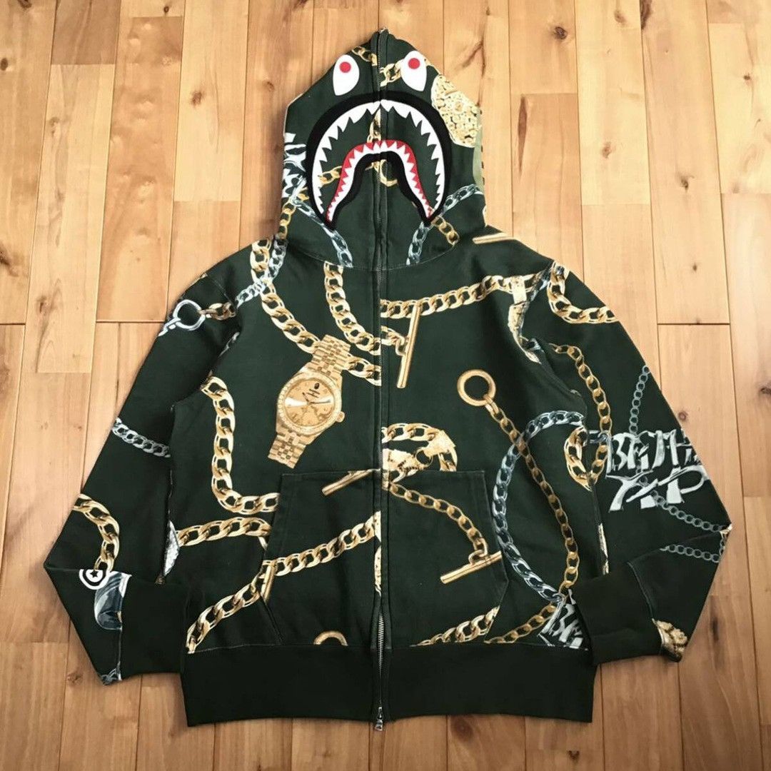 Bape shark hoodie gold hotsell