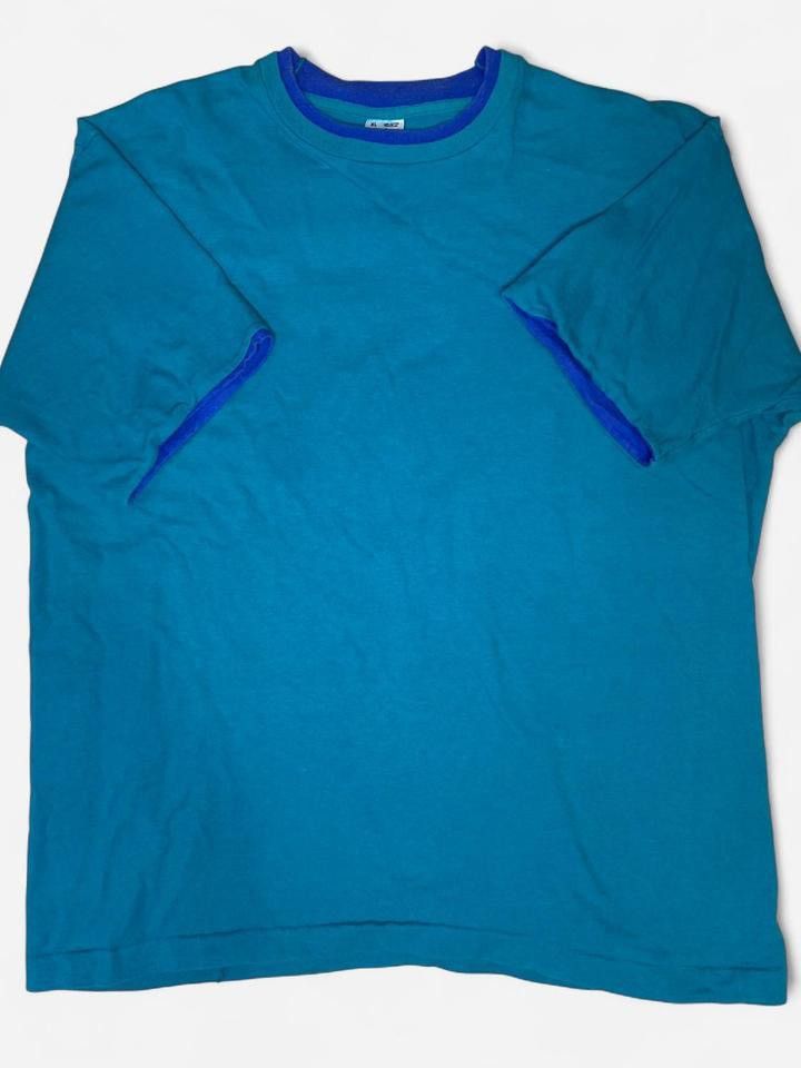 Fruit Of The Loom Fruit of the Loom USA Made 90s Blue Contrast Collar Tee (XL) Size US XL / EU 56 / 4 - 1 Thumbnail