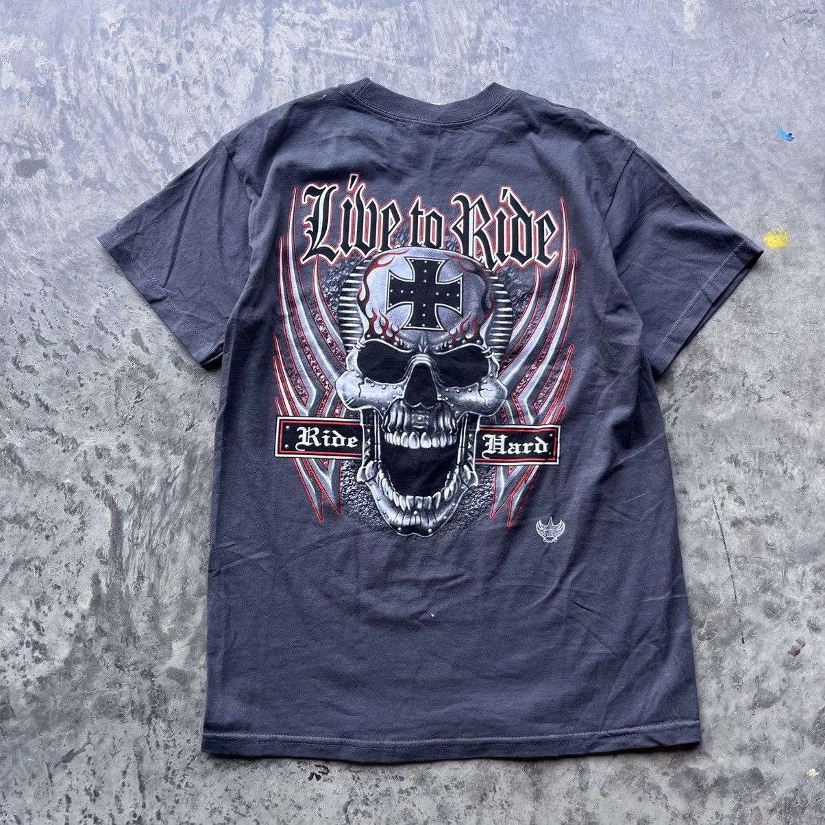 Vintage Vintage Y2K CRAZY Skull Biker Tee Skater style Harley Med. Size US M / EU 48-50 / 2 - 4 Thumbnail