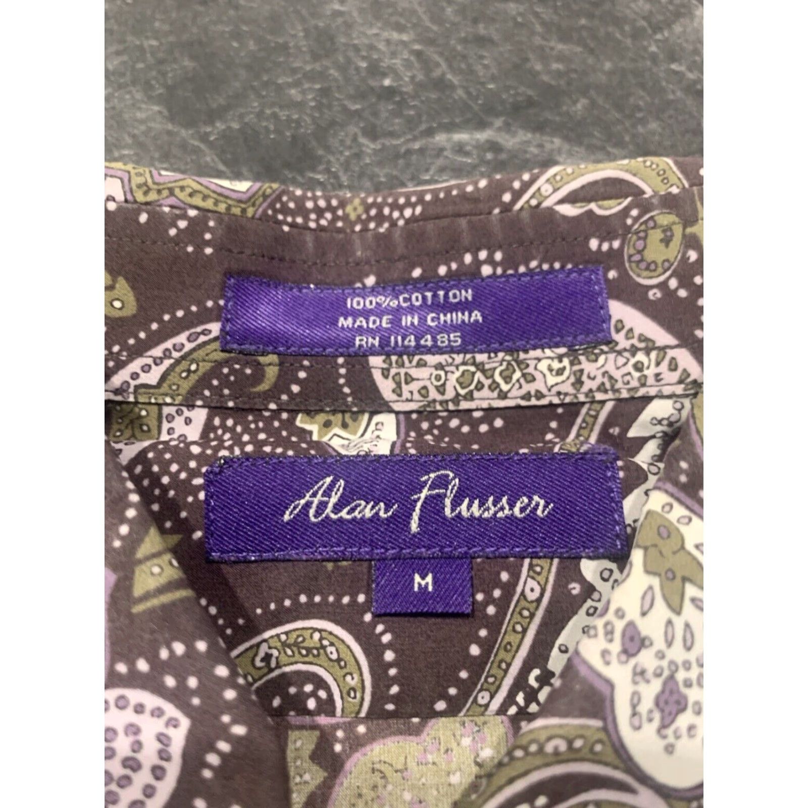 Vintage Alan Flusser Button Down Long Sleeve Mens Medium Purple Paisley Shirt Size US M / EU 48-50 / 2 - 7 Thumbnail