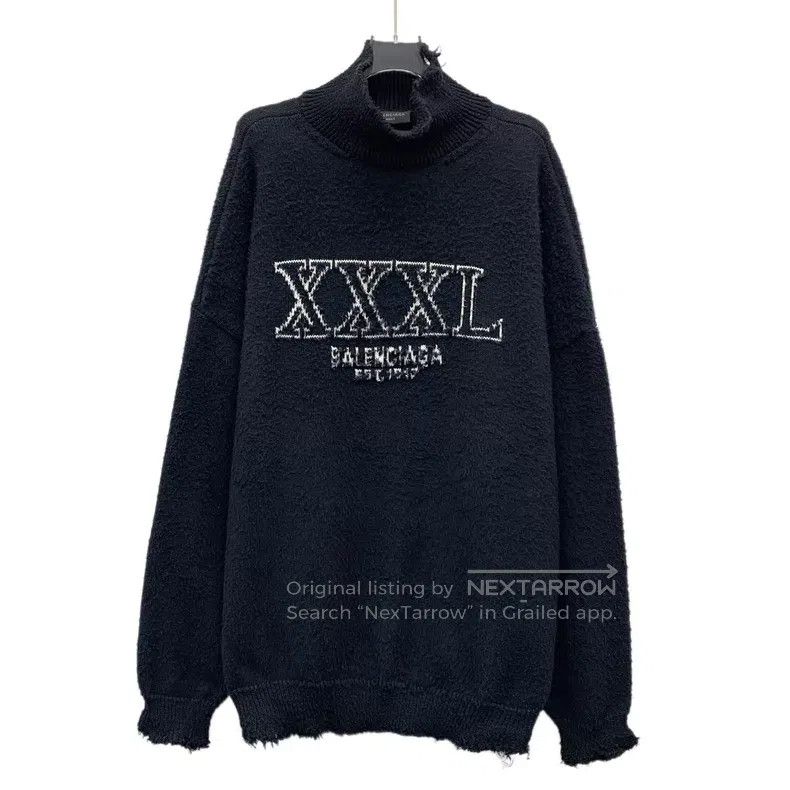 Balenciaga Balenciaga Black Logo Letter Embroidered Half-Neck Long Sl Size US L / EU 52-54 / 3 - 1 Thumbnail
