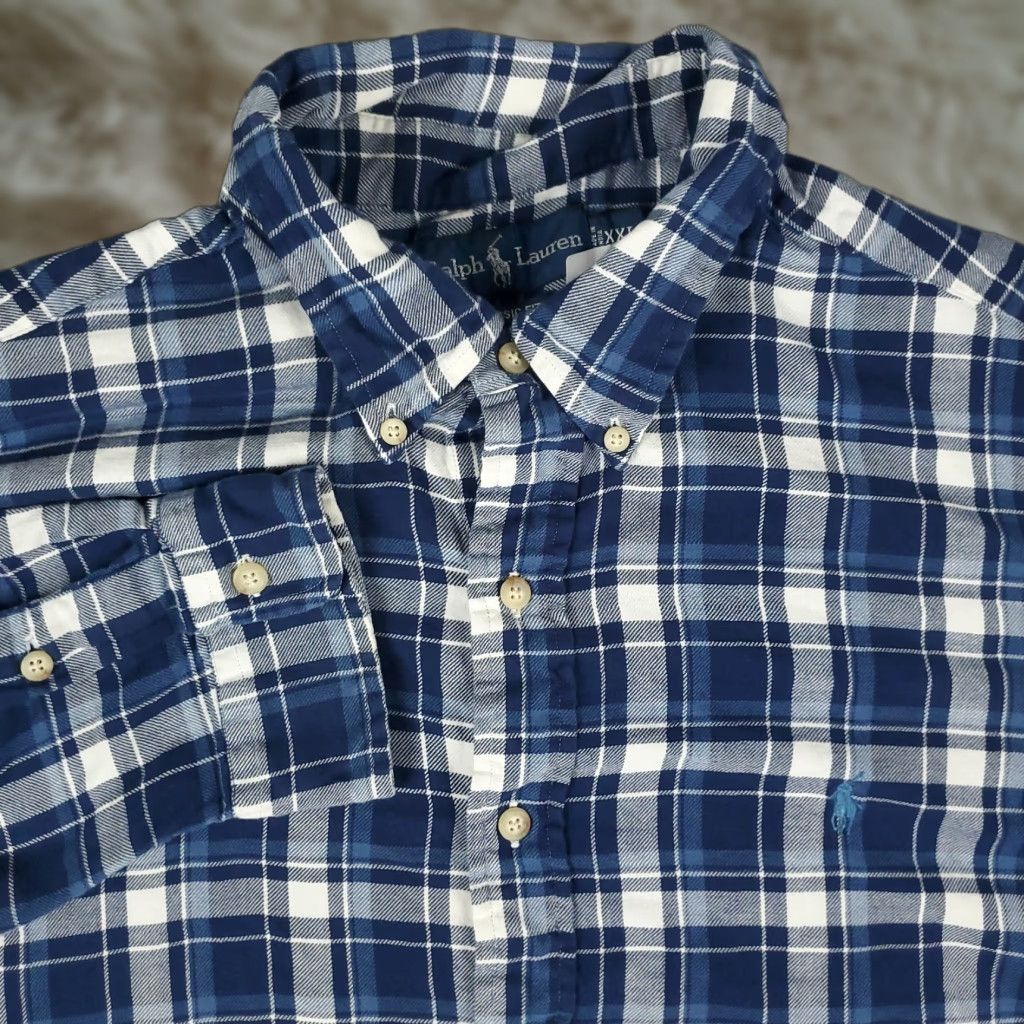 Ralph Lauren VINTAGE Ralph Lauren Shirt Mens 2XL Long Sleeve Button Up Collared Cotton Plaid Logo Classic Size US XXL / EU 58 / 5 - 1 Thumbnail