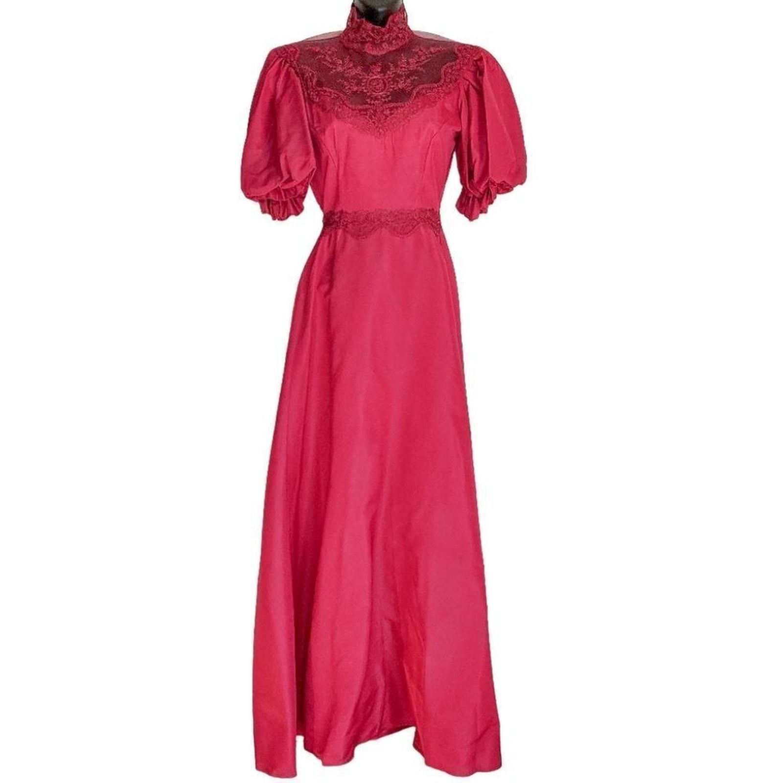 Vintage Vintage 80s Pink Victorian Taffeta Formal Maxi Dress Size 8 Size M / US 6-8 / IT 42-44 - 1 Thumbnail
