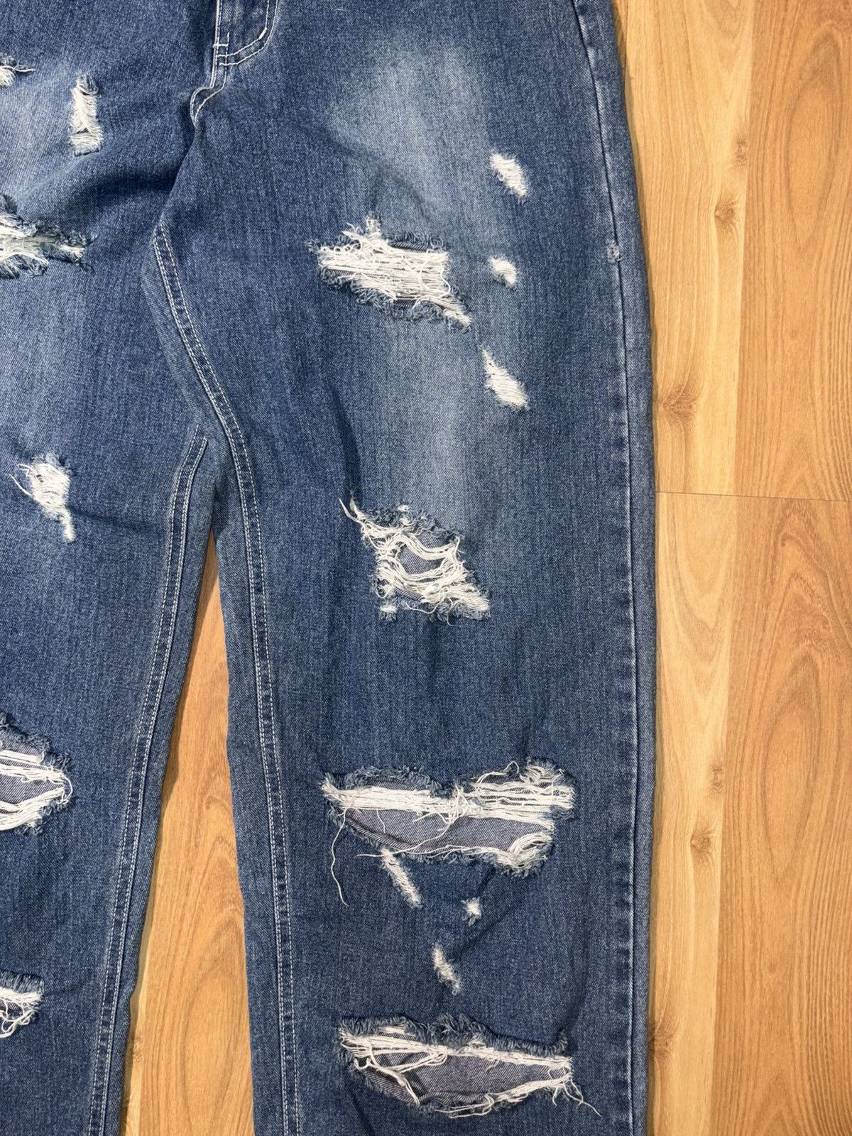 Japanese Brand Pulse Seoul Heavily Distressed Wide-Leg Denim Size 32 Size US 32 / EU 48 - 7 Thumbnail