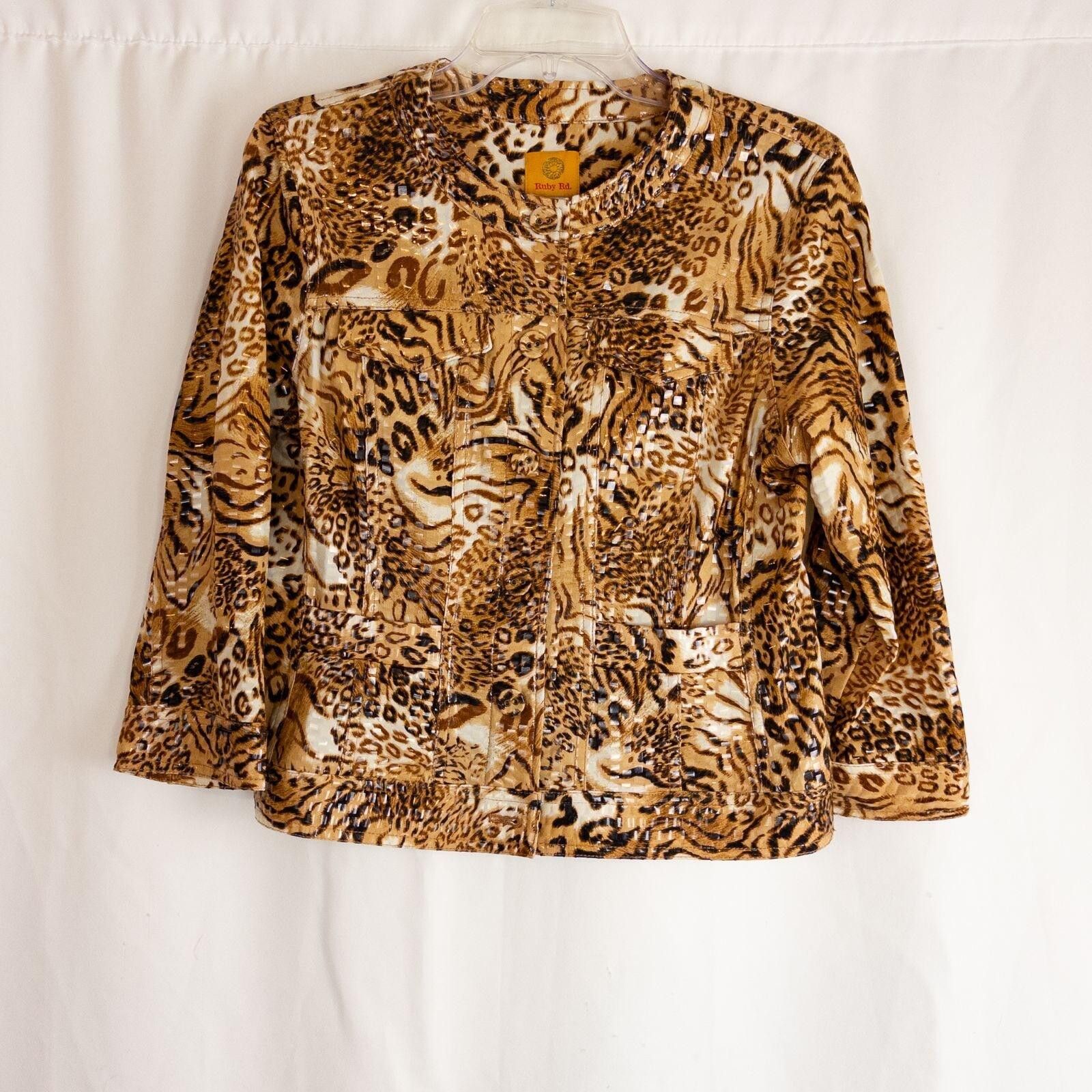 Other Ruby Road Brown Cheetah Print Jacket Womens 6 Small Size M / US 6-8 / IT 42-44 - 3 Thumbnail