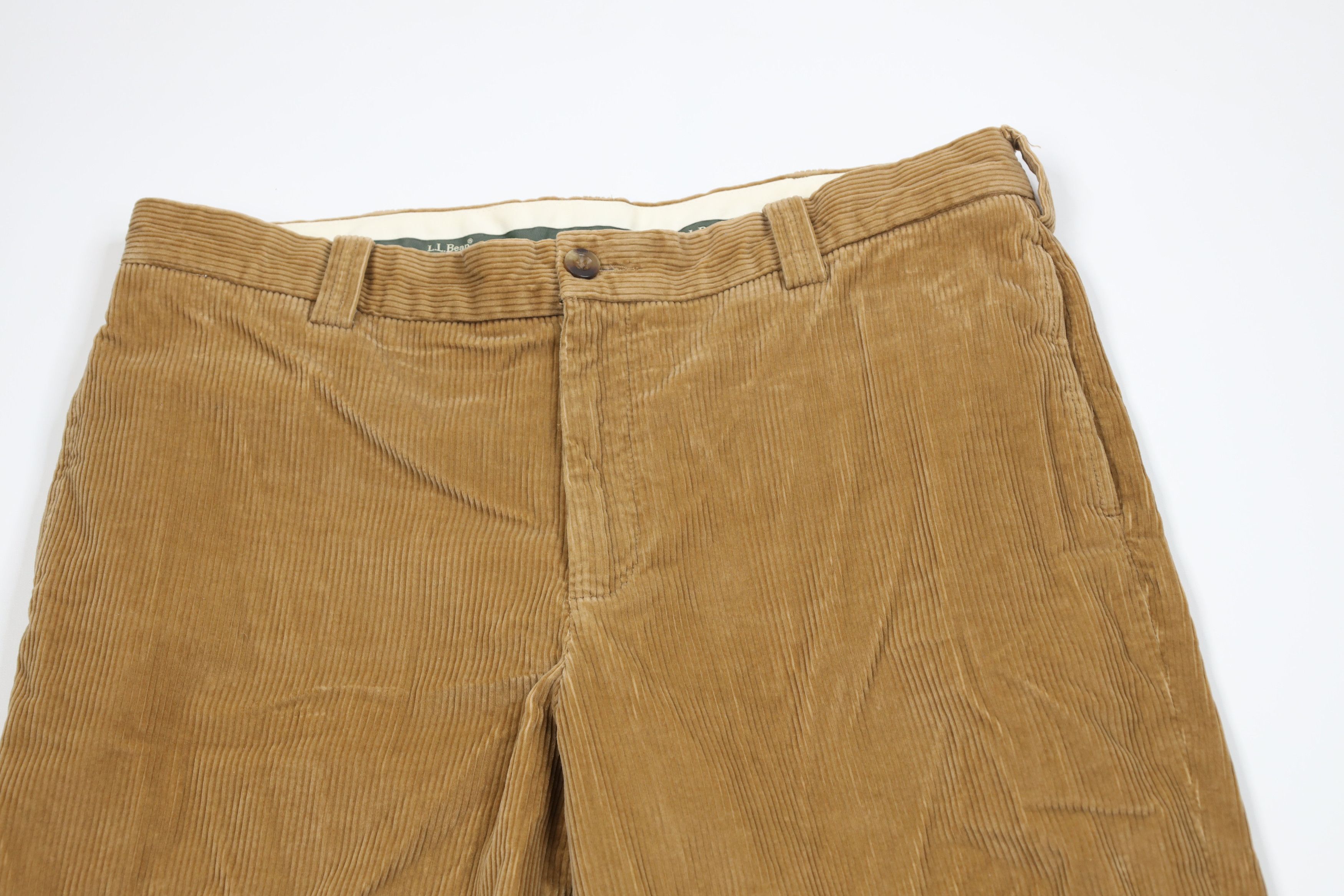 L.L. Bean Vintage LL Bean Wide Leg Corduroy Chino Pants Beige Cotton Size US 35 - 2 Thumbnail