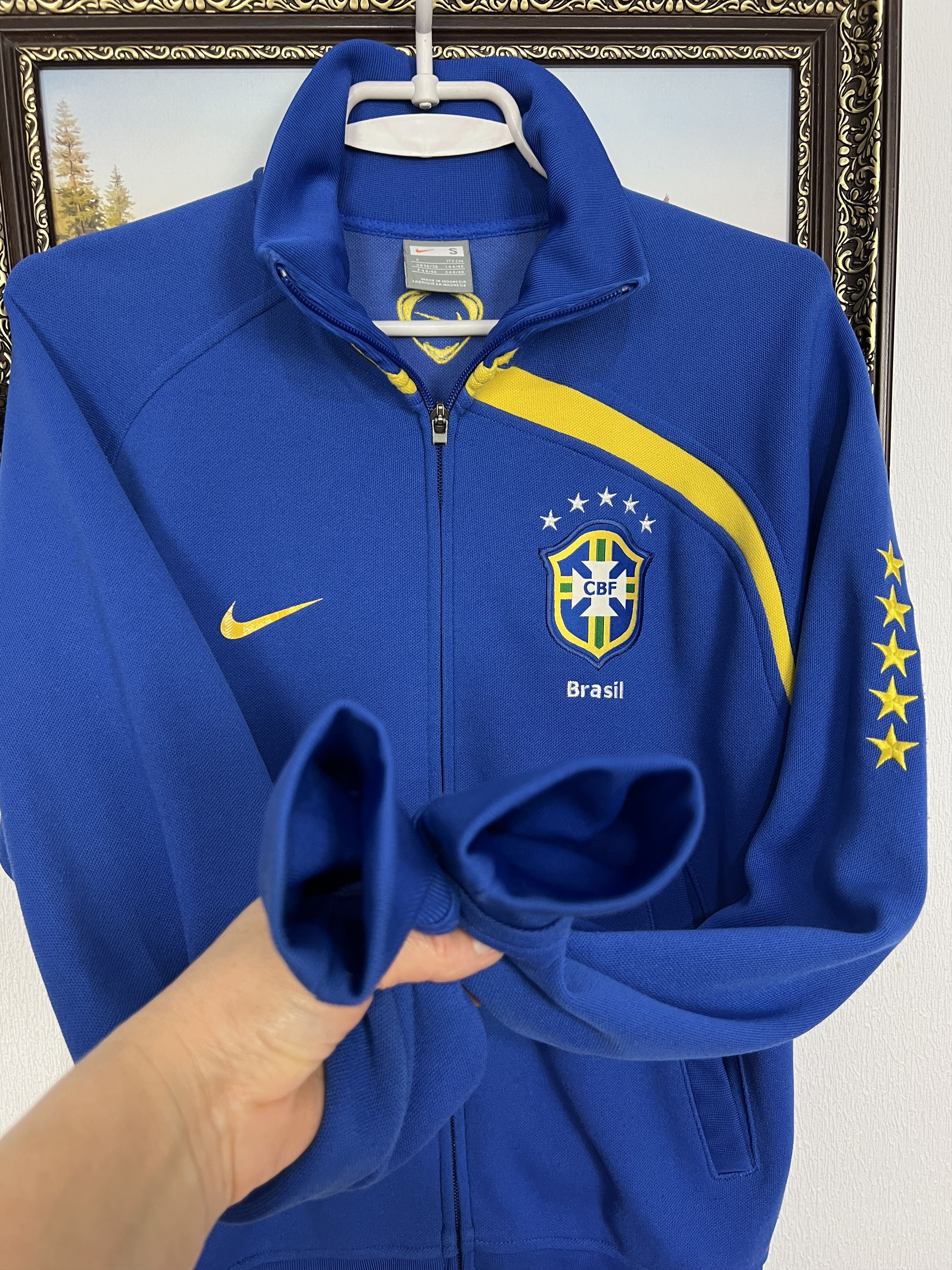 Nike Vintage Nike Brazil Football Blue Jacket Soccer Track Top Size US S / EU 44-46 / 1 - 5 Thumbnail