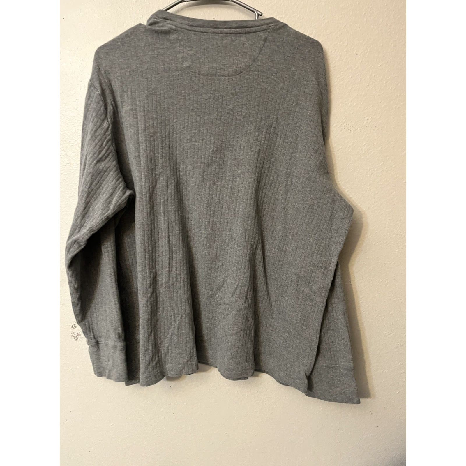 Lands' End Lands' End Men's Henley Long-Sleeve Pullover Shirt XL Gray EUC Cotton Ribbed Size US XL / EU 56 / 4 - 2 Thumbnail