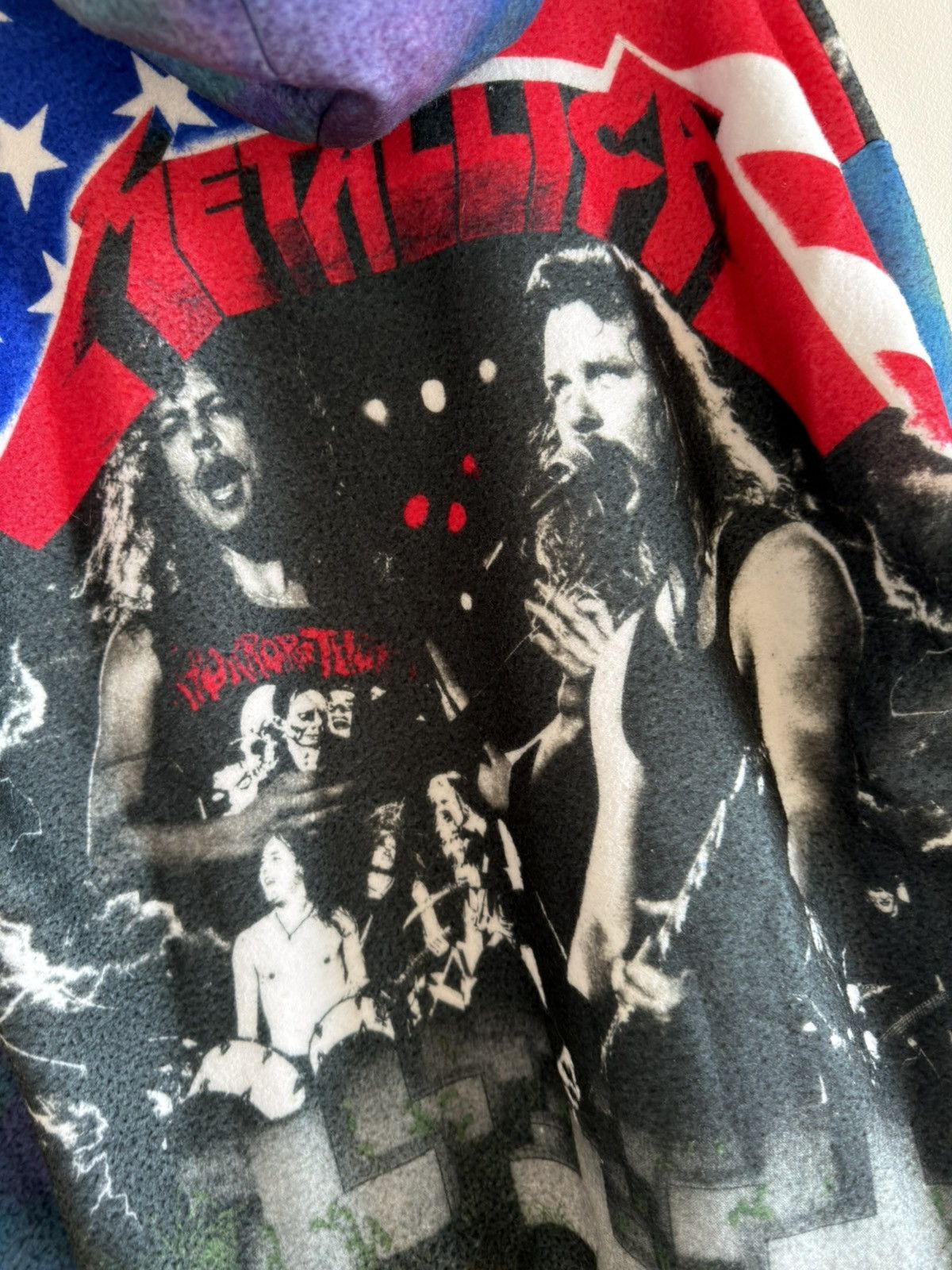 Metallica *RARE* POLAR FLEECE HOODIE METALLICA USA FLAG 1993 90s ROAM Size US XL / EU 56 / 4 - 7 Thumbnail