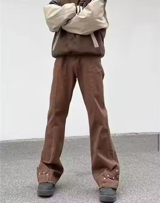 image of Flared Brown Stack Denim Jeans, Men's (Size 32)