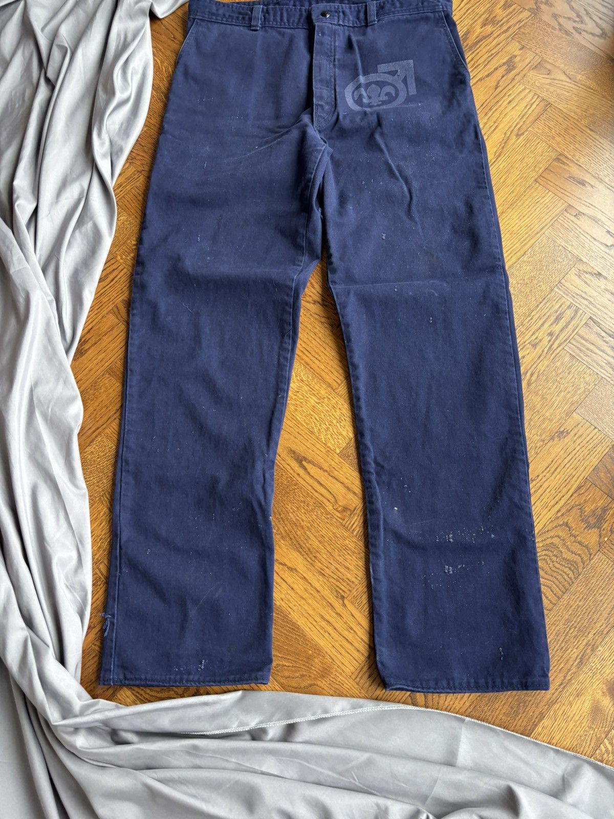 Carhartt × Vintage Vintage Bleu de Travail Work Pant Quebec Fleur Lys Stamped Size US 37 - 12 Thumbnail