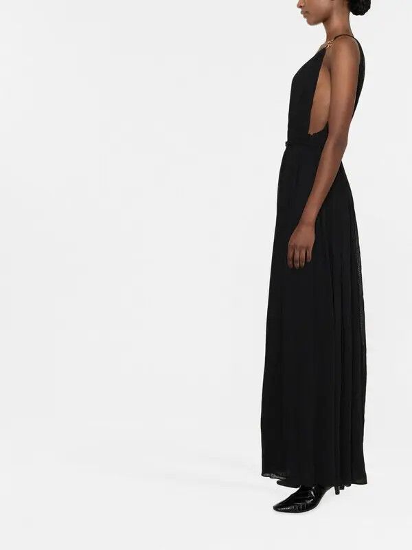 Saint Laurent Paris o1bcso1str1125 Robe Drapee Longue Jersey in Black Size XL / US 12-14 / IT 48-50 - 3 Thumbnail