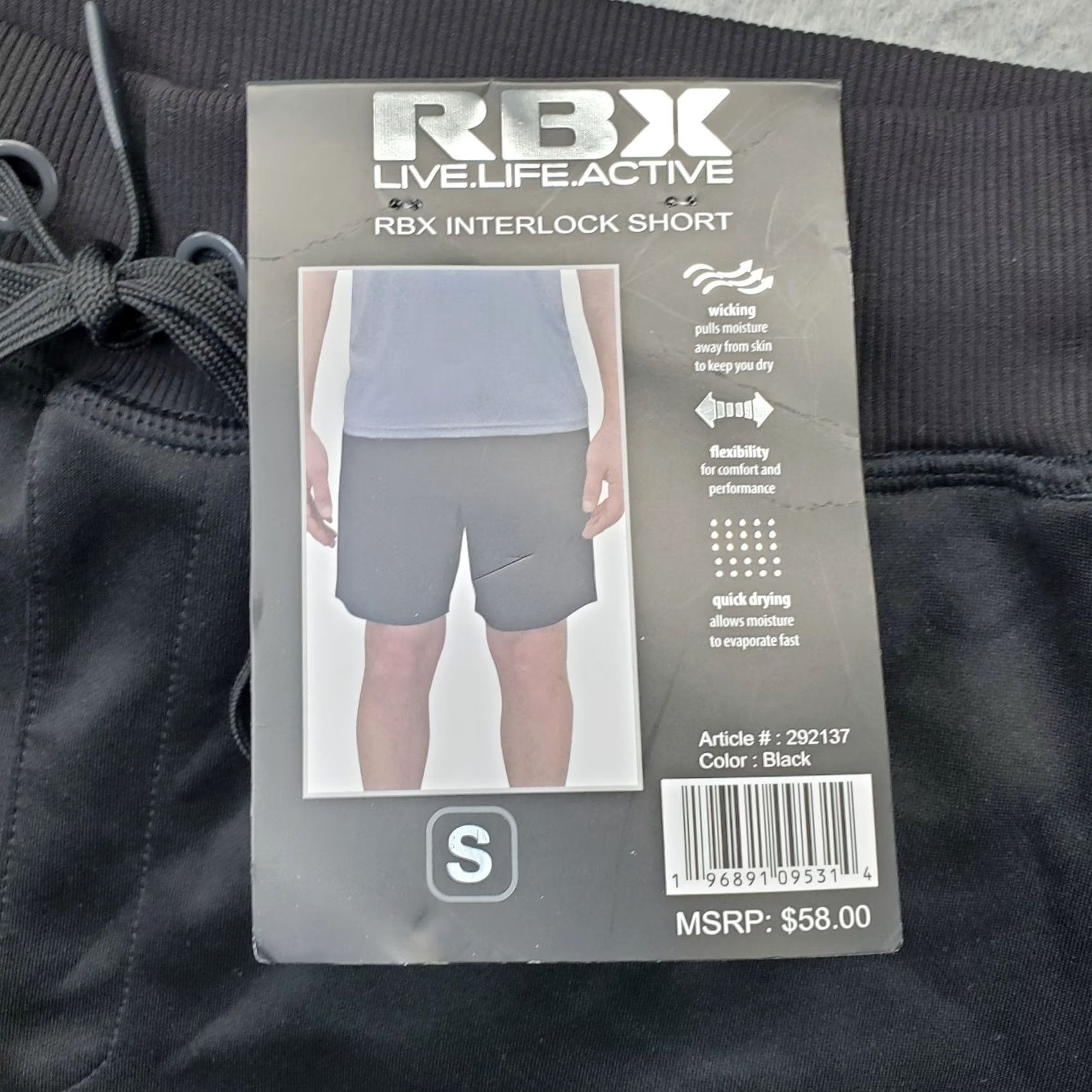 Vintage RBX Active Interlock Shorts Men S Black Comfort Quick Dry Drawstring Size US 29 - 6 Thumbnail