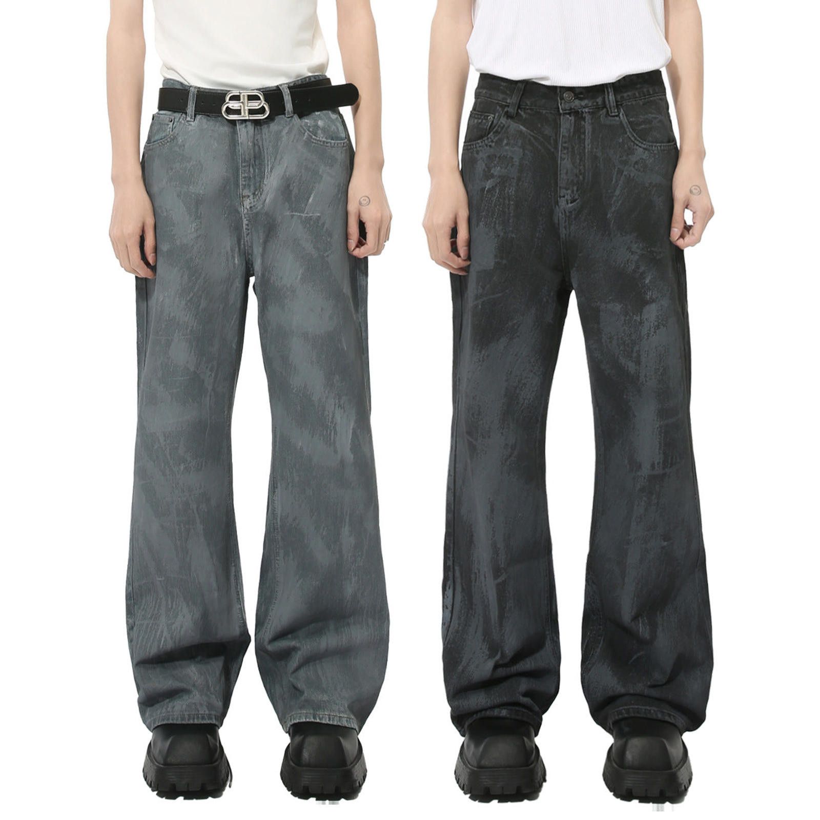 Japanese Brand Black Wide Leg Denim Jeans, Loose Fit Casual Pants Size US 32 / EU 48 - 5 Thumbnail