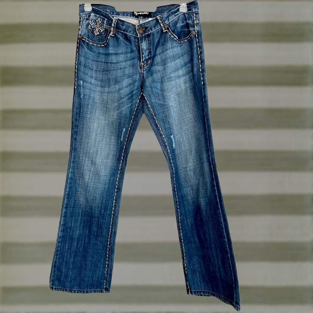 Denime Petrol Women’s Jeans Bootcut 8 Medium Wash 29X34 Embroided Denim Pants Blue Jeans Womens Bootscut 8 Regular Stretch Jogger? Size 30" / US 8 / IT 44 - 1 Thumbnail