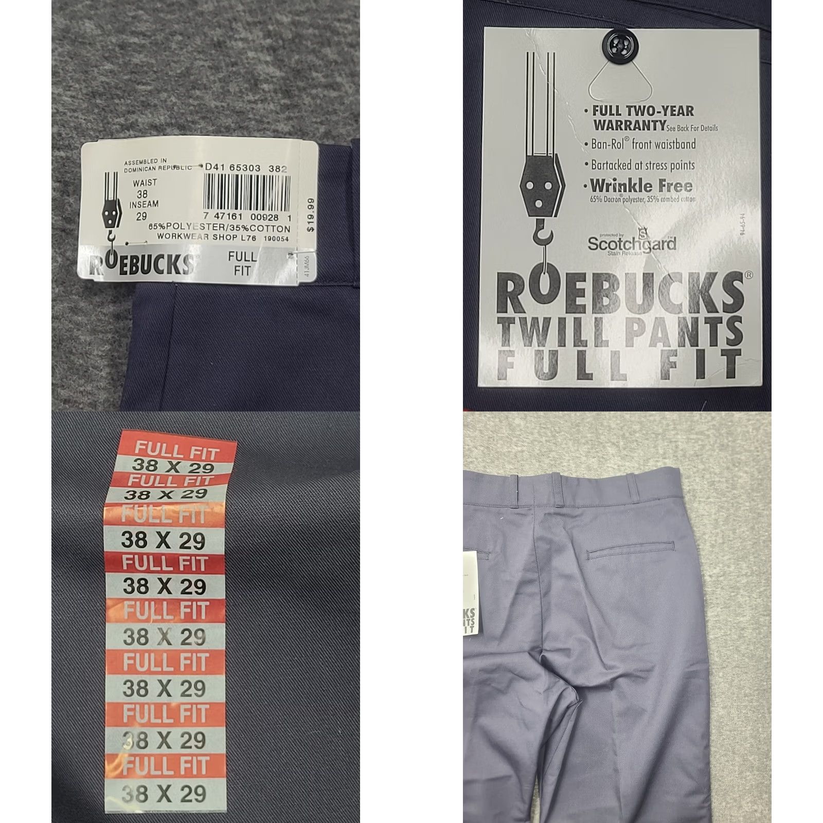 Sears VINTAGE Roebucks Sears Perma-Prest Full Fit Twill Work Pants Mens 38x29 Navy Blue NWT Size US 38 / EU 54 - 9 Thumbnail