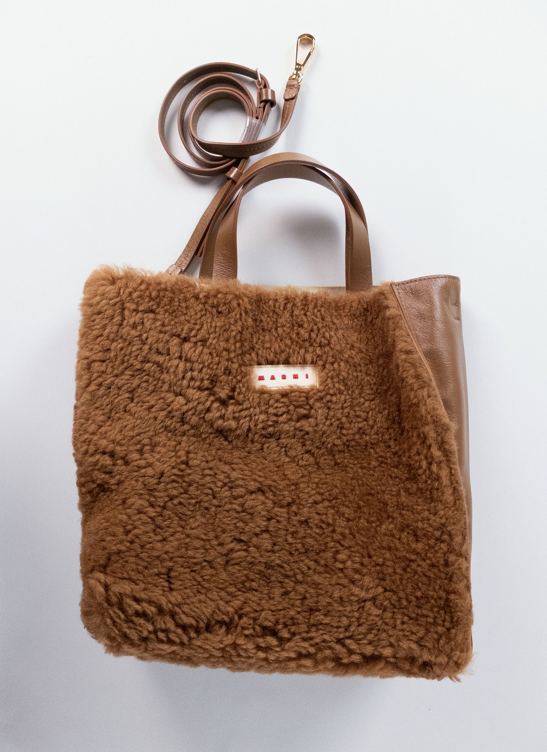 Marni MARNI Museo Small brown Shearling soft shoulder bag Size ONE SIZE - 5 Thumbnail
