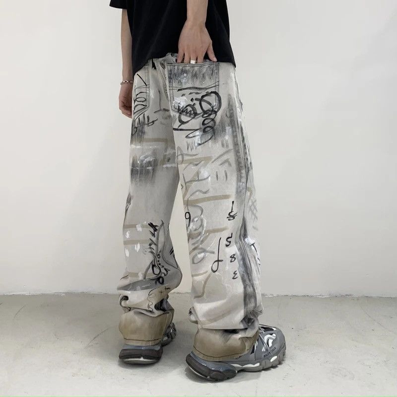 Japanese Brand × Jean Design Streetwear Loose Baggy Graffiti Jeans Pants Size US 32 / EU 48 - 3 Thumbnail
