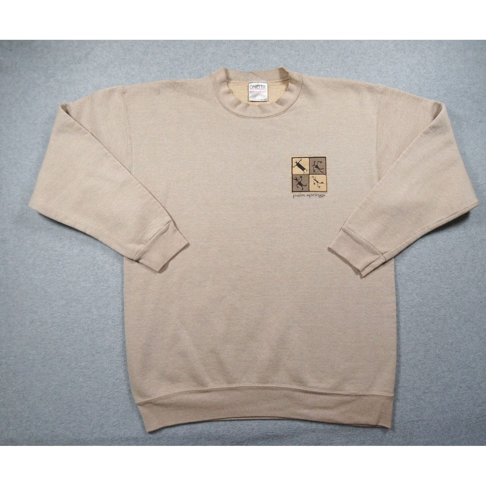 Vintage VINTAGE Palm Springs Sweatshirt Mens Large Beige Crewneck 90s Petroglyph Art Sweatshirt Mens Large Beige 90s Petroglyph Art Size US L / EU 52-54 / 3 - 3 Thumbnail