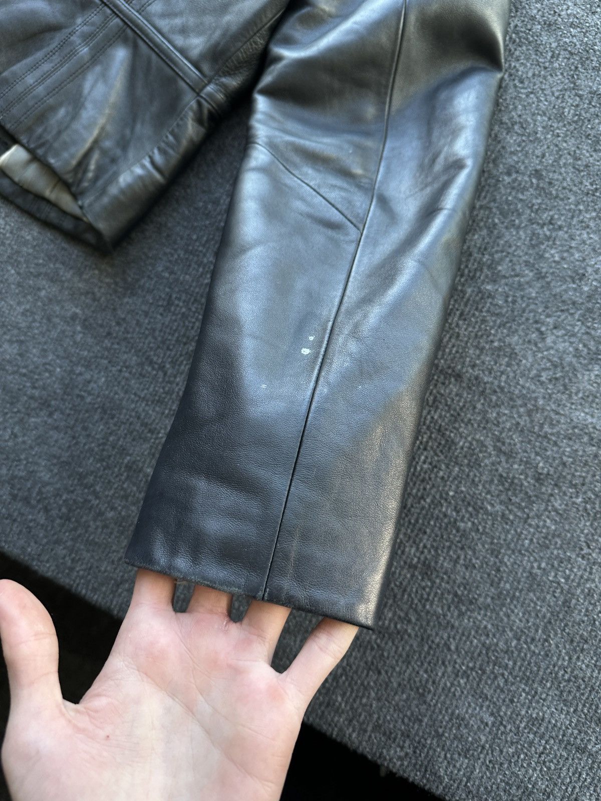 Other 🚨Y2K RICK OWENS TYPE DIRTY SLIM FIT ZIP LEATHER JACKET Size M / US 6-8 / IT 42-44 - 15 Thumbnail