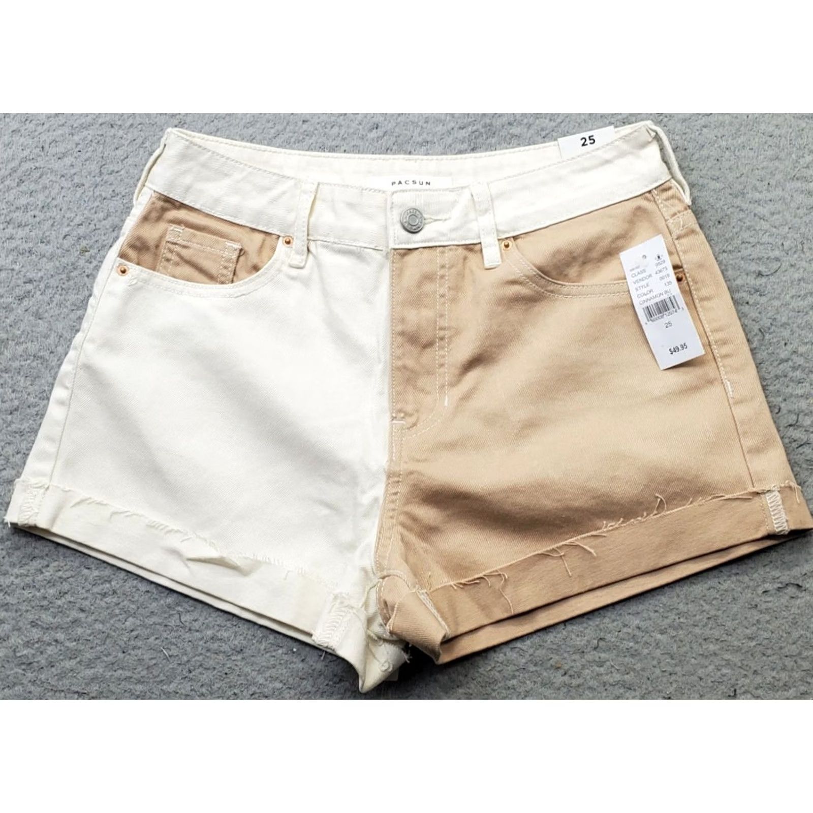 Pacsun PacSun Womens Colorblock Denim Mom Short 25 Multicolor Colorblock Flat Front Cuffed Hem Jeans Size 42" / US 20 - 2 Thumbnail