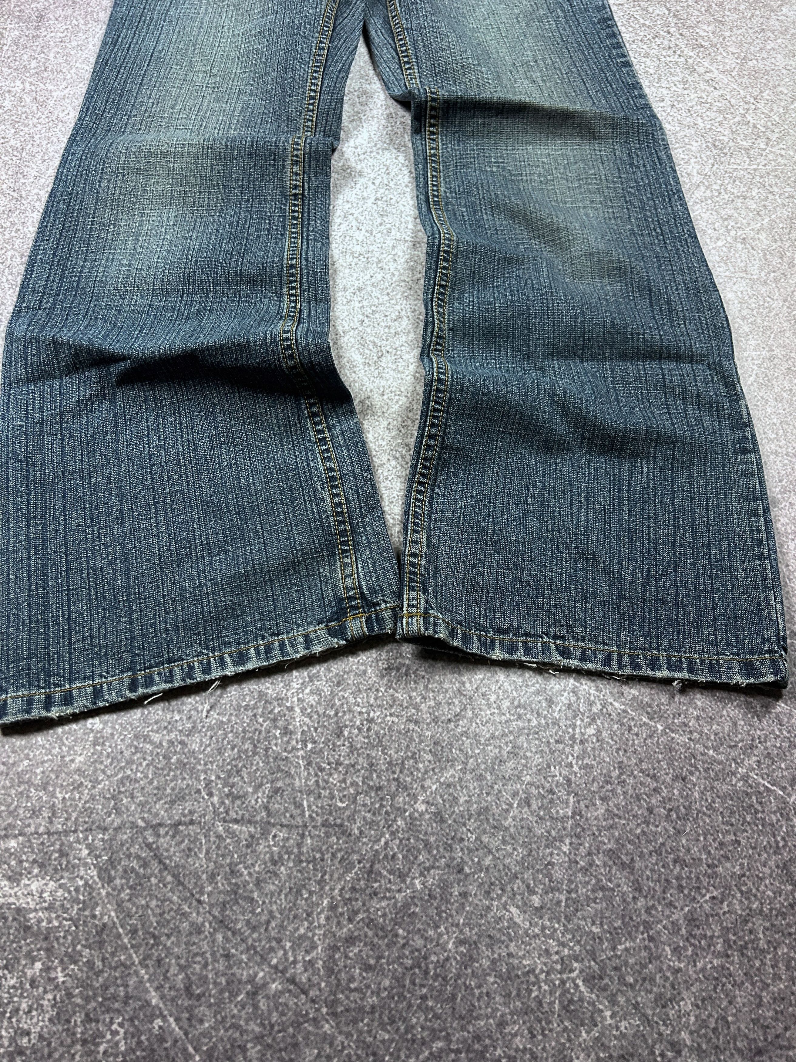 Designer VTG FLARED RICK OWENS STYLE STONE WASHED JEANS 90S Size US 30 / EU 46 - 3 Thumbnail