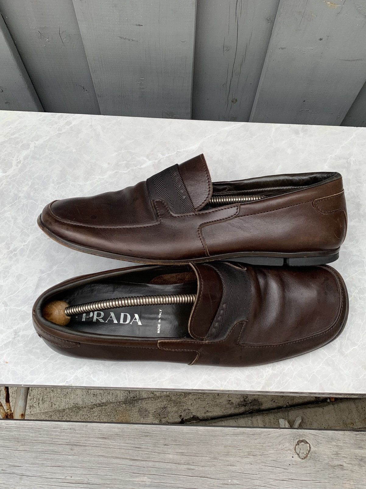 ヨ*ピ様 90s prada square loafer ヨ*ピ様 90s prada square loafer 90s Prada 2-Tone Brown Loafers