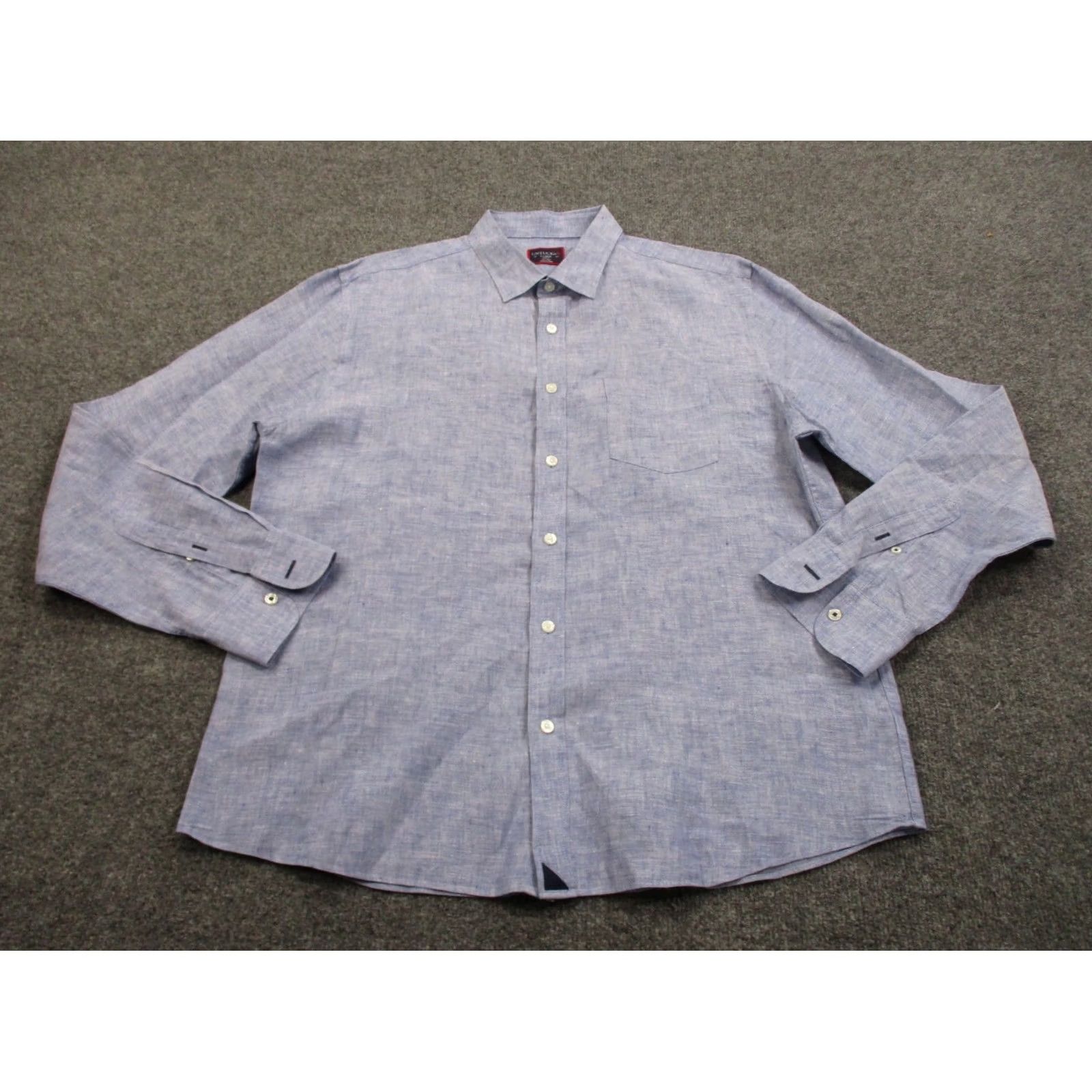 UNTUCKit UNTUCKit Shirt Mens XL Blue Linen Slim Fit Business Dress Casual Breathable Size US XL / EU 56 / 4 - 2 Thumbnail