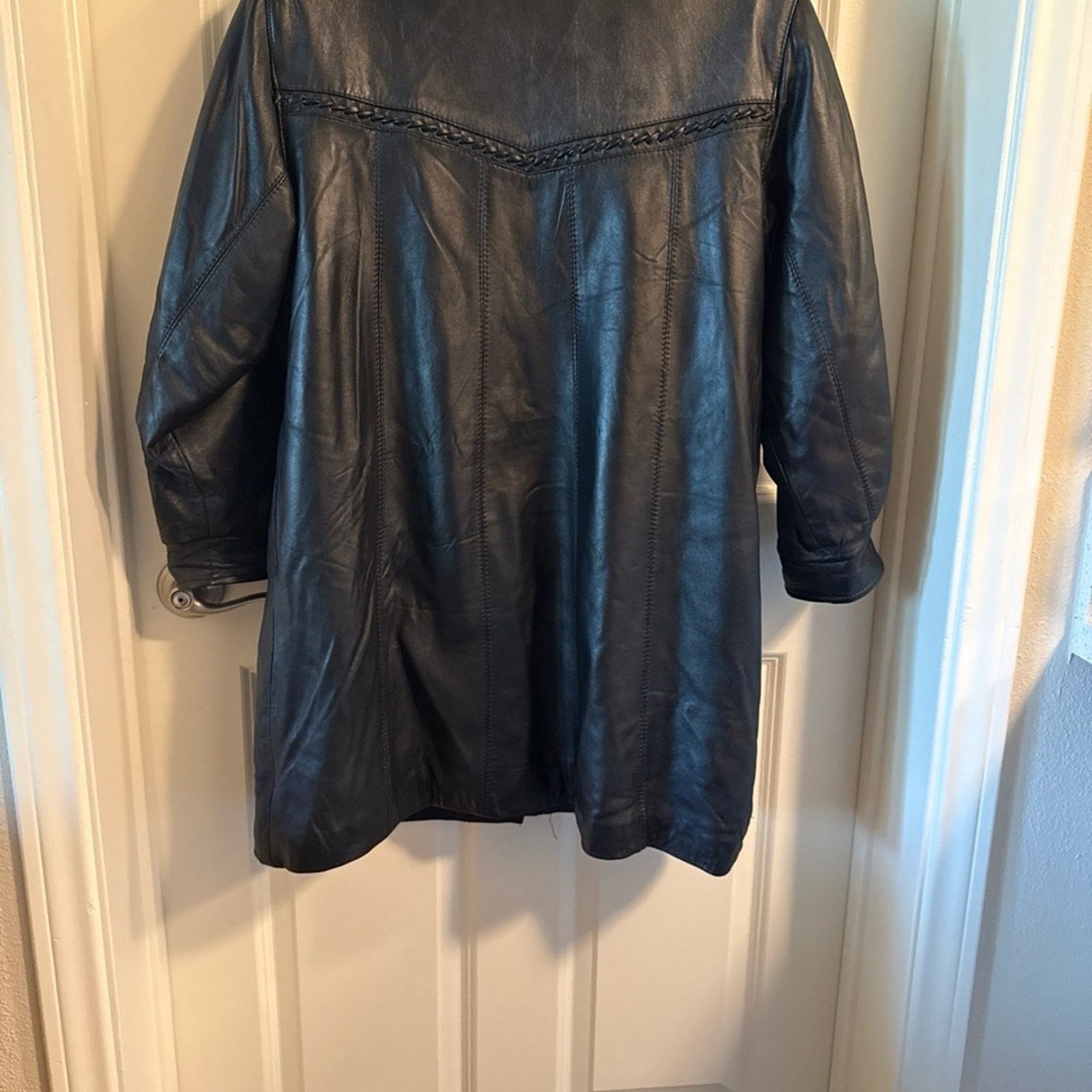 Other Vntg braided leather mid length black leather jkt Size med. Size M / US 6-8 / IT 42-44 - 10 Thumbnail