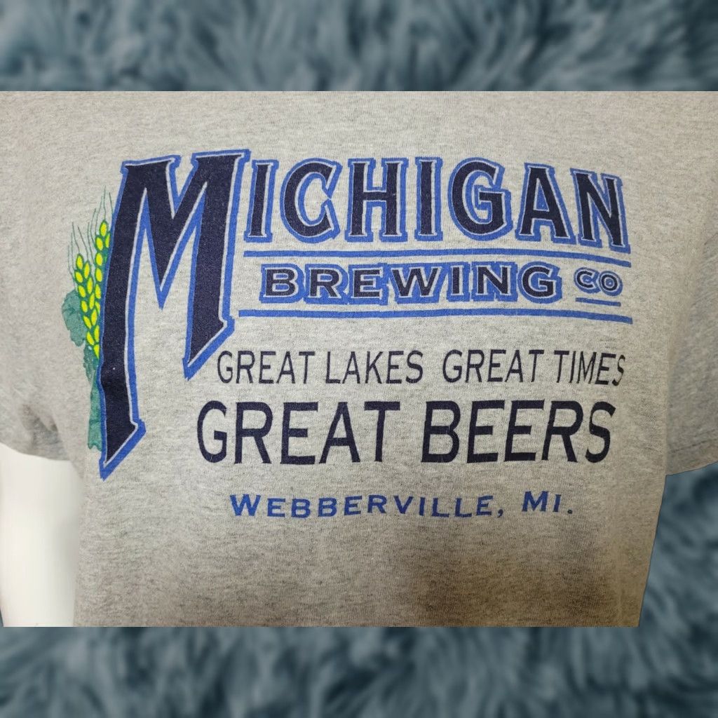 Vintage Michigan Brewing Co Webberville MI Great Lakes Times Beer T Shirt Large Craft Shirt Mens Gray Short Sleeve Cotton Blend J America Graphic Tee Size US L / EU 52-54 / 3 - 1 Thumbnail