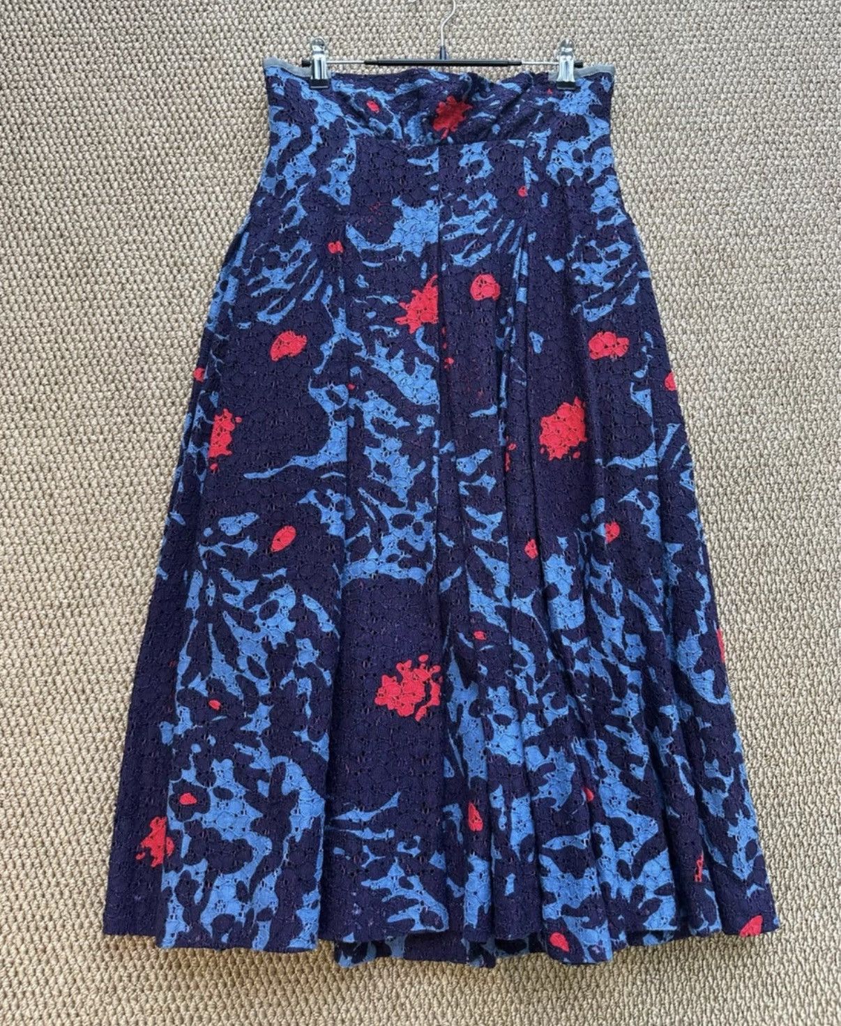 Comme des Garcons COMME des GARÇONS Style Navy Blue Lace Print Midi Skirt K23 Size 25" / US 0 / IT 36 - 7 Thumbnail