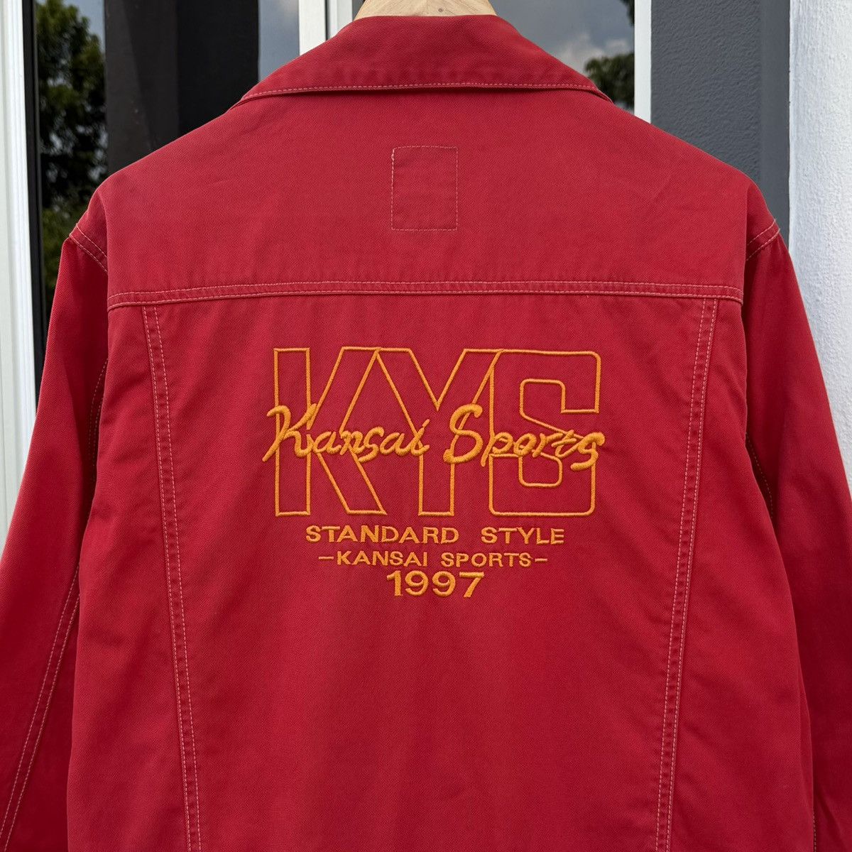 Vintage 🔥VTG Kansai Sports Embroidery Red Denim Trucker Jacket 1997 Size US M / EU 48-50 / 2 - 11 Thumbnail
